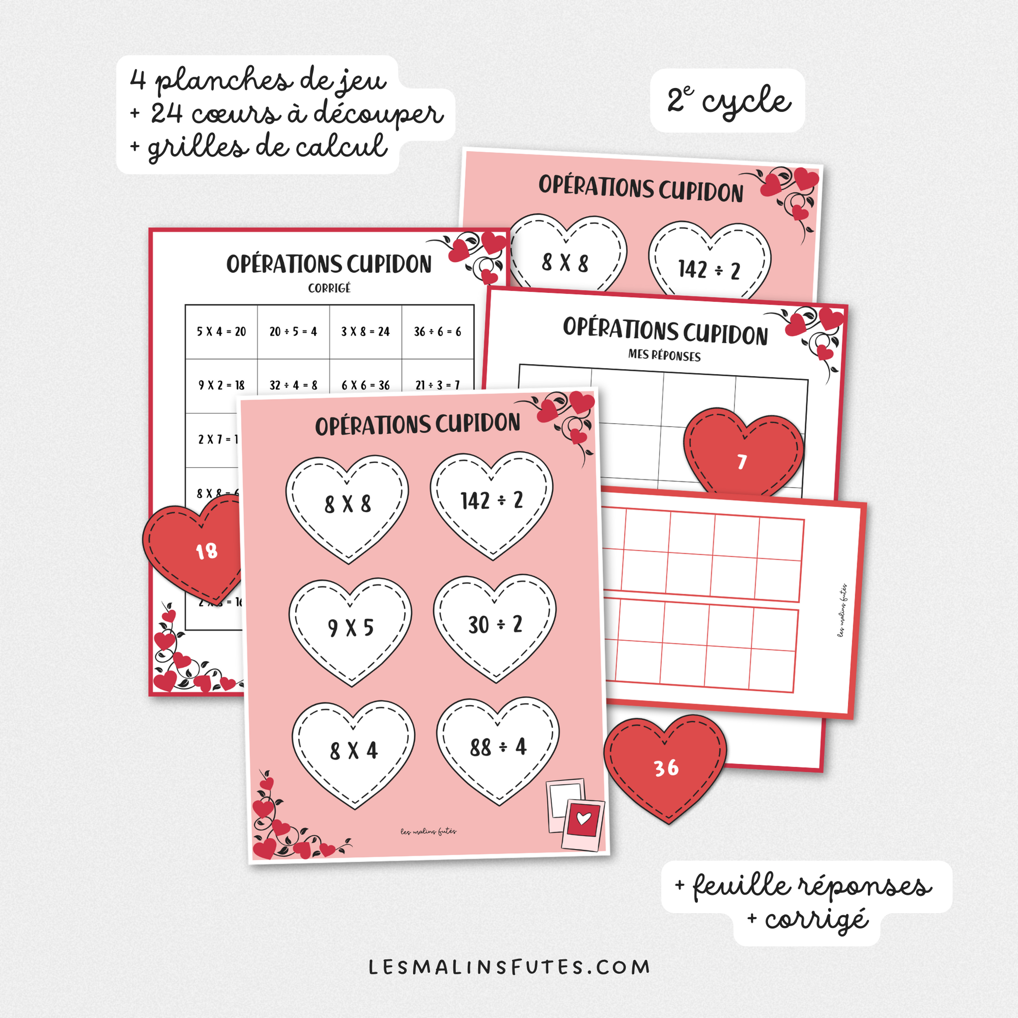 Ensemble opérations cupidon - 1er et 2e cycle. Les Malins Futés