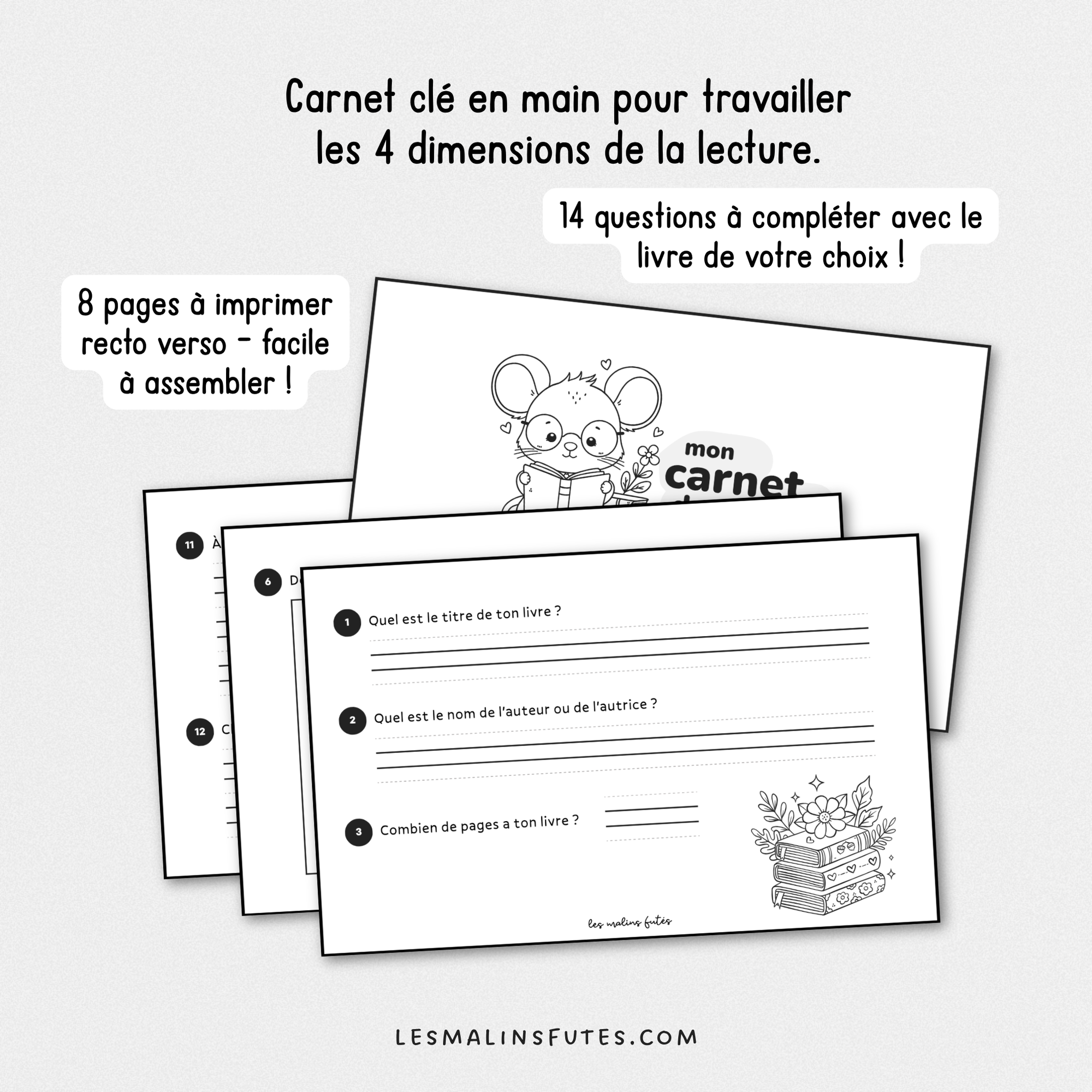 Mon carnet de lecture pour la 1re année. Les Malins Futés