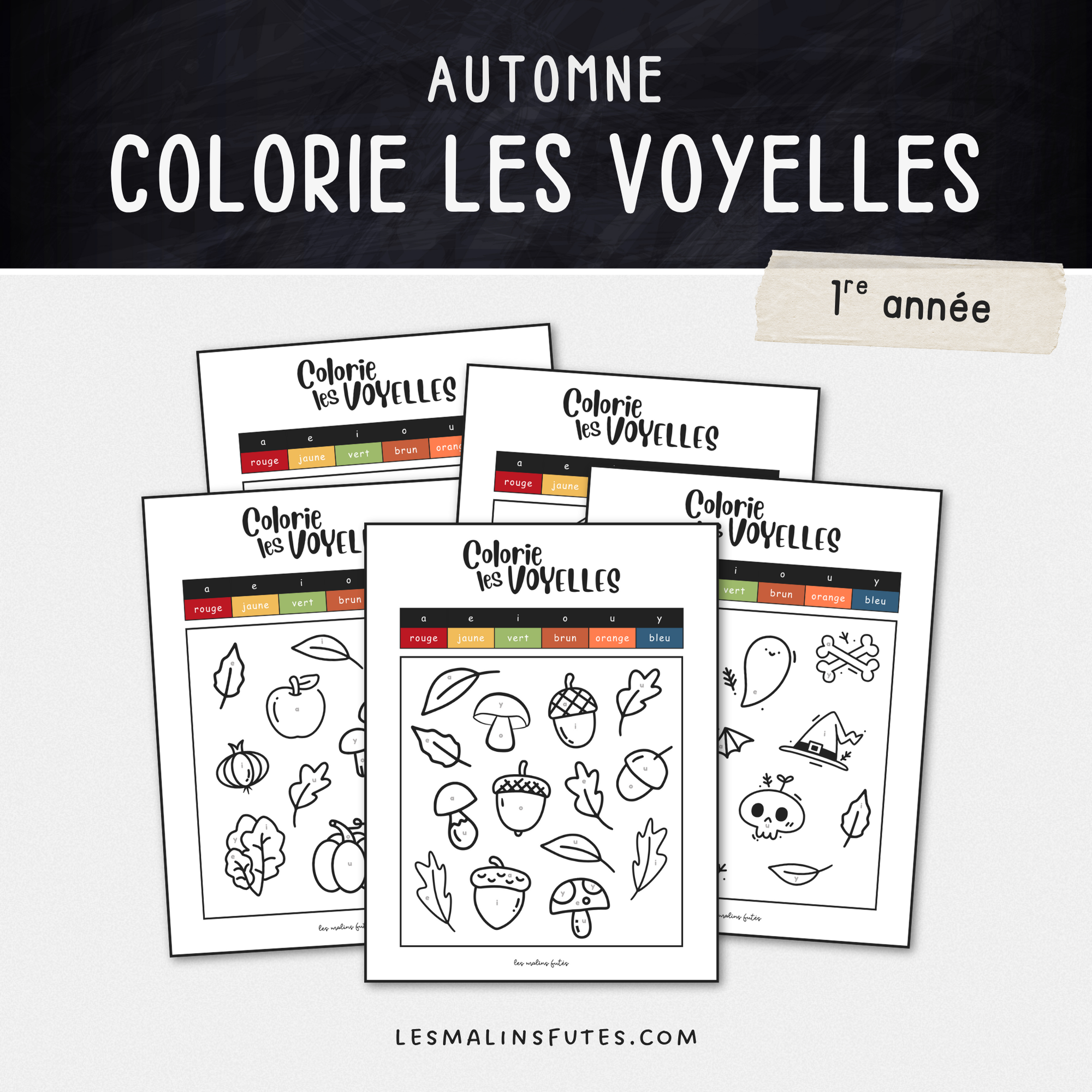 Colorie les voyelles pour la 1re année - Les Malins Futés
