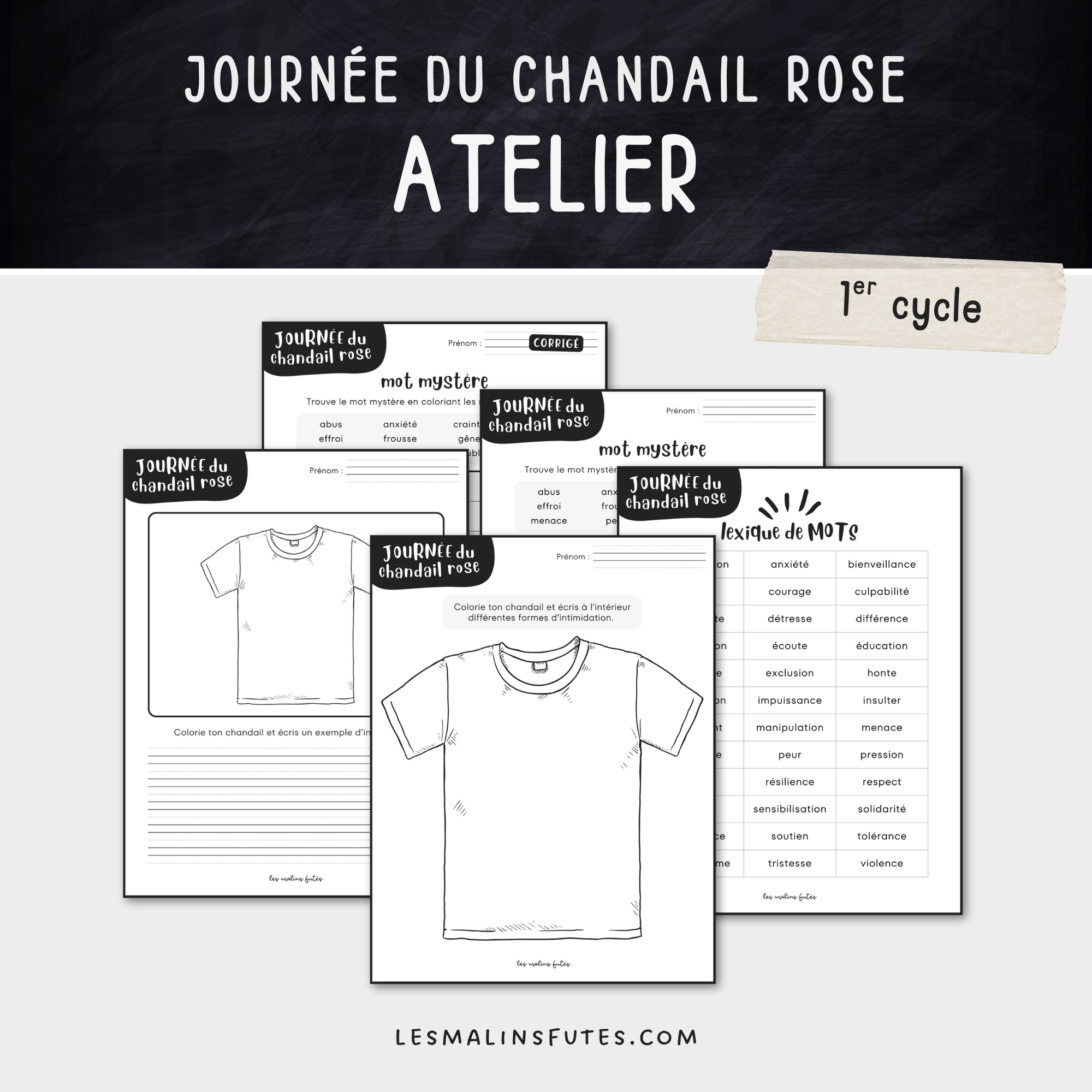 Atelier pour la journée du chandail rose au 1er cycle. Les Malins Futés