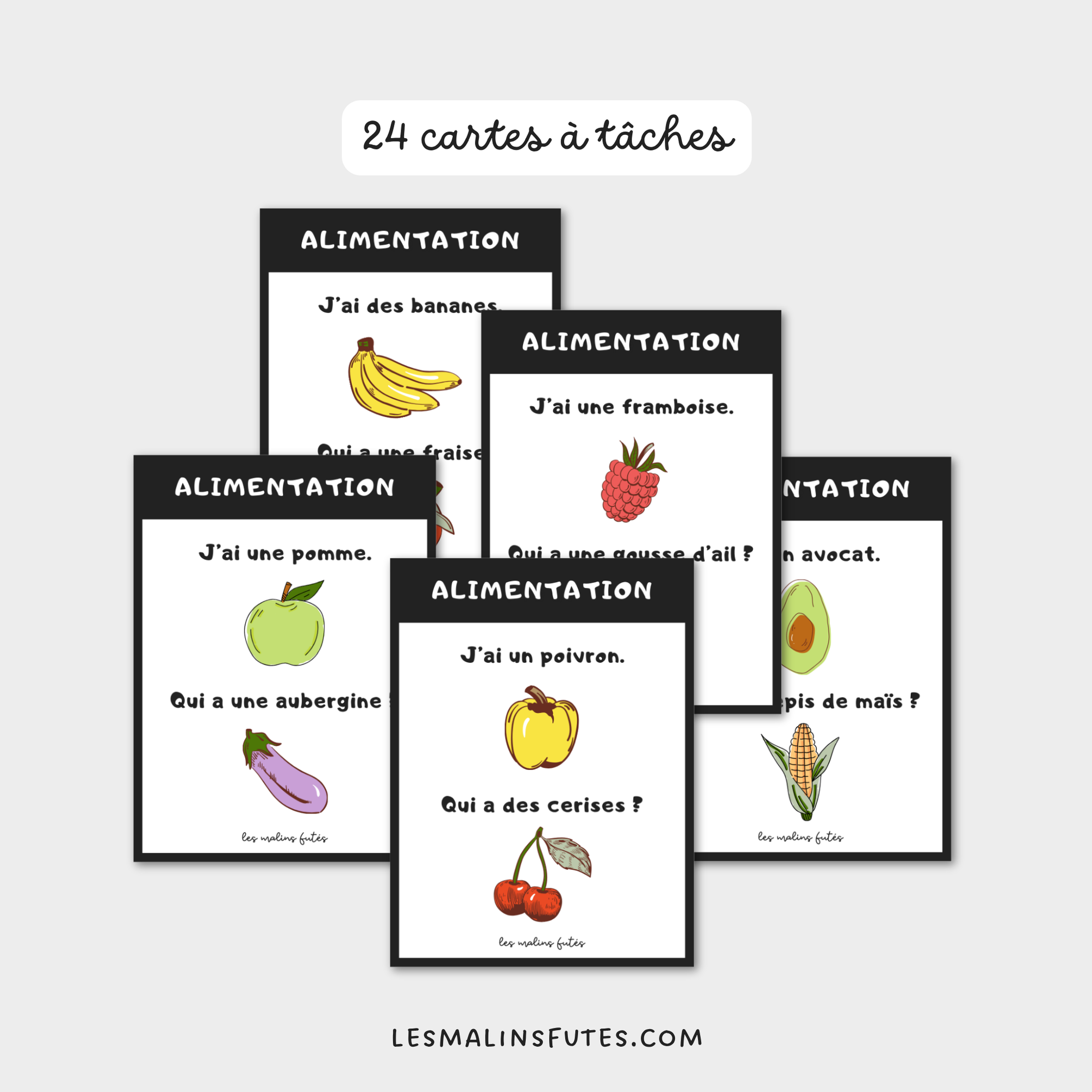 Jeu J'ai... Qui a? pour le 1er cycle à l'occasion du mois de la nutrition. Les Malins Futés