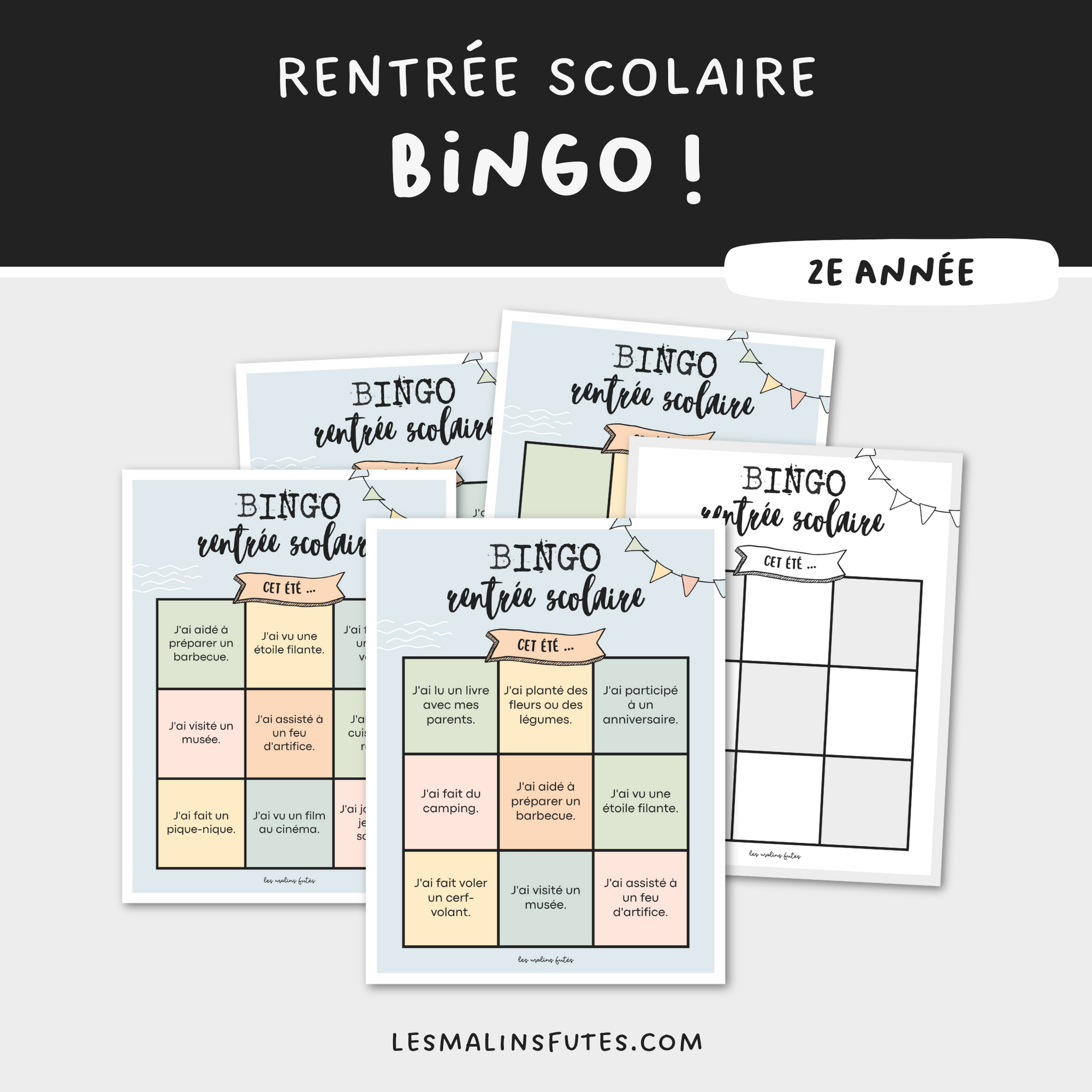 Bingo de la rentrée scolaire pour la 2e année du primaire. Les Malins Futés