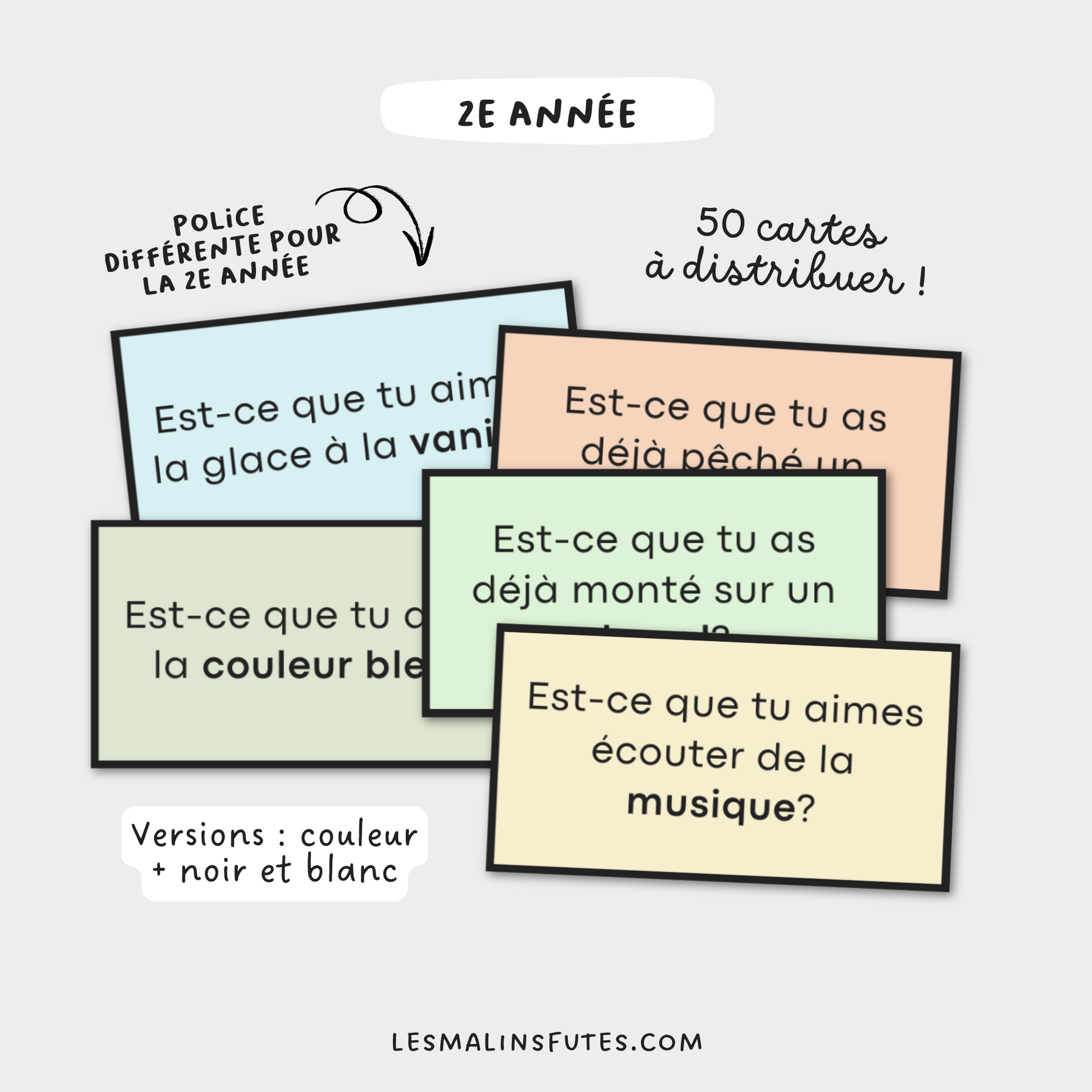 50 cartes mystères pour la 2e année à l'occasion de la rentrée scolaire. Les Malins Futés