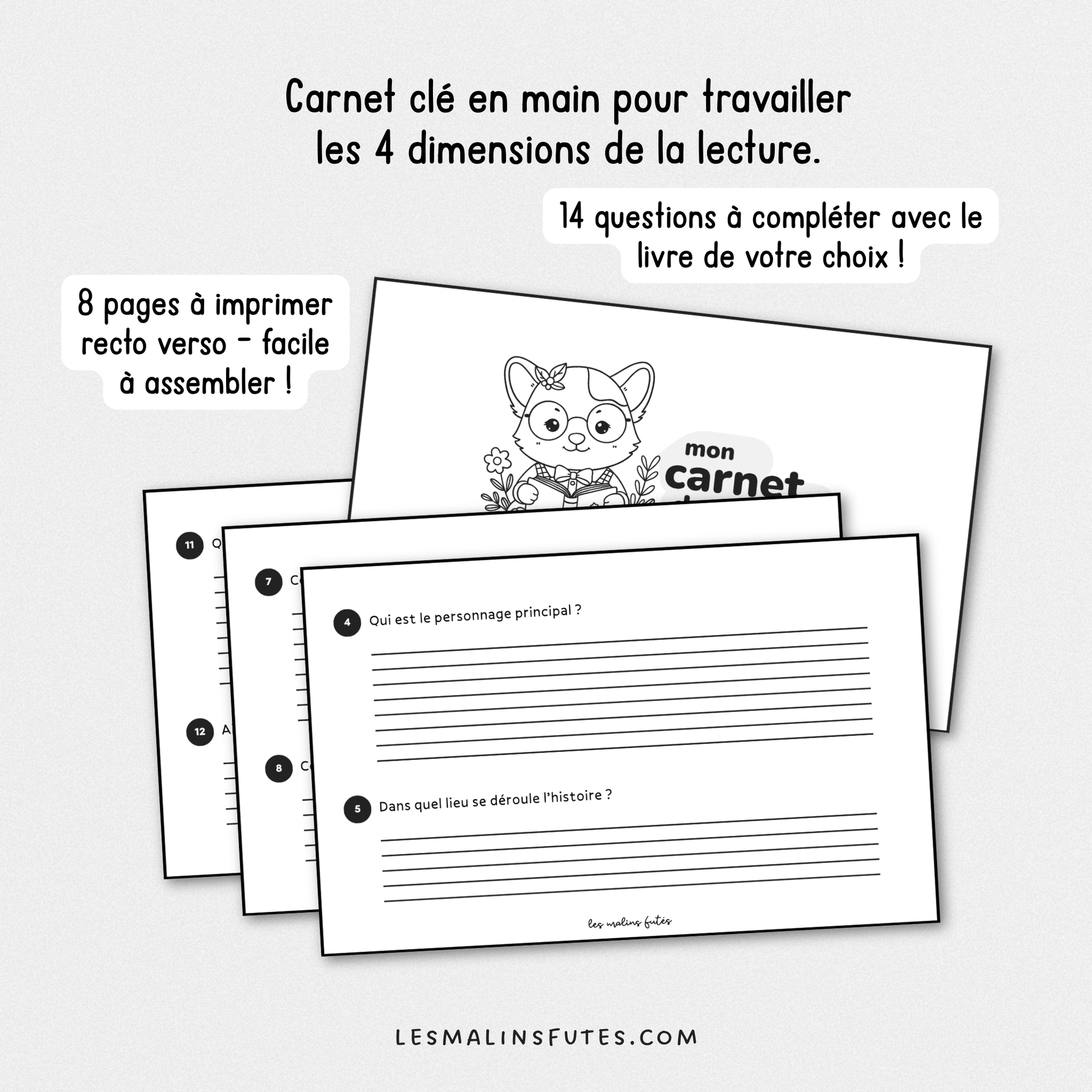Mon carnet de lecture pour la 3e année. Les Malins Futés