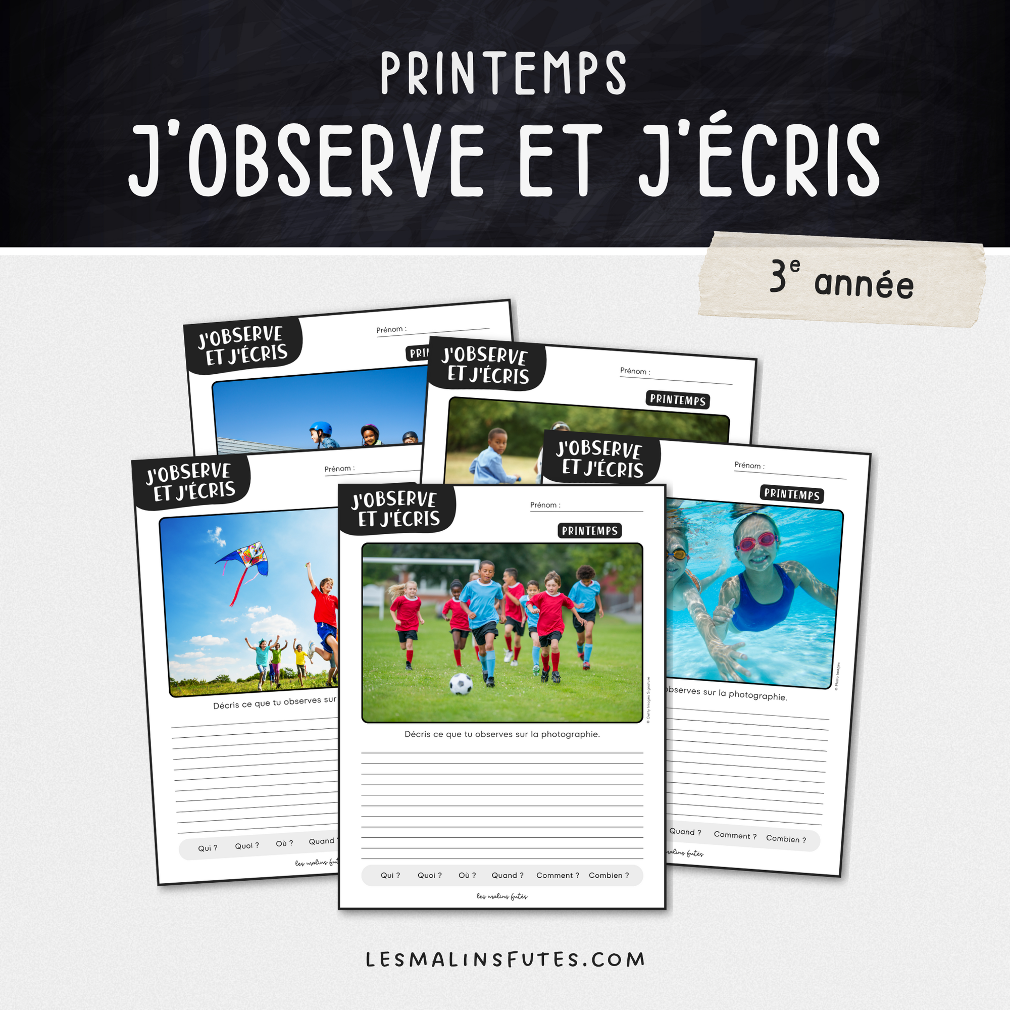J'observe et j'écris - Description d'une photo pour la 3e année en lien avec le printemps. Les Malins Futés