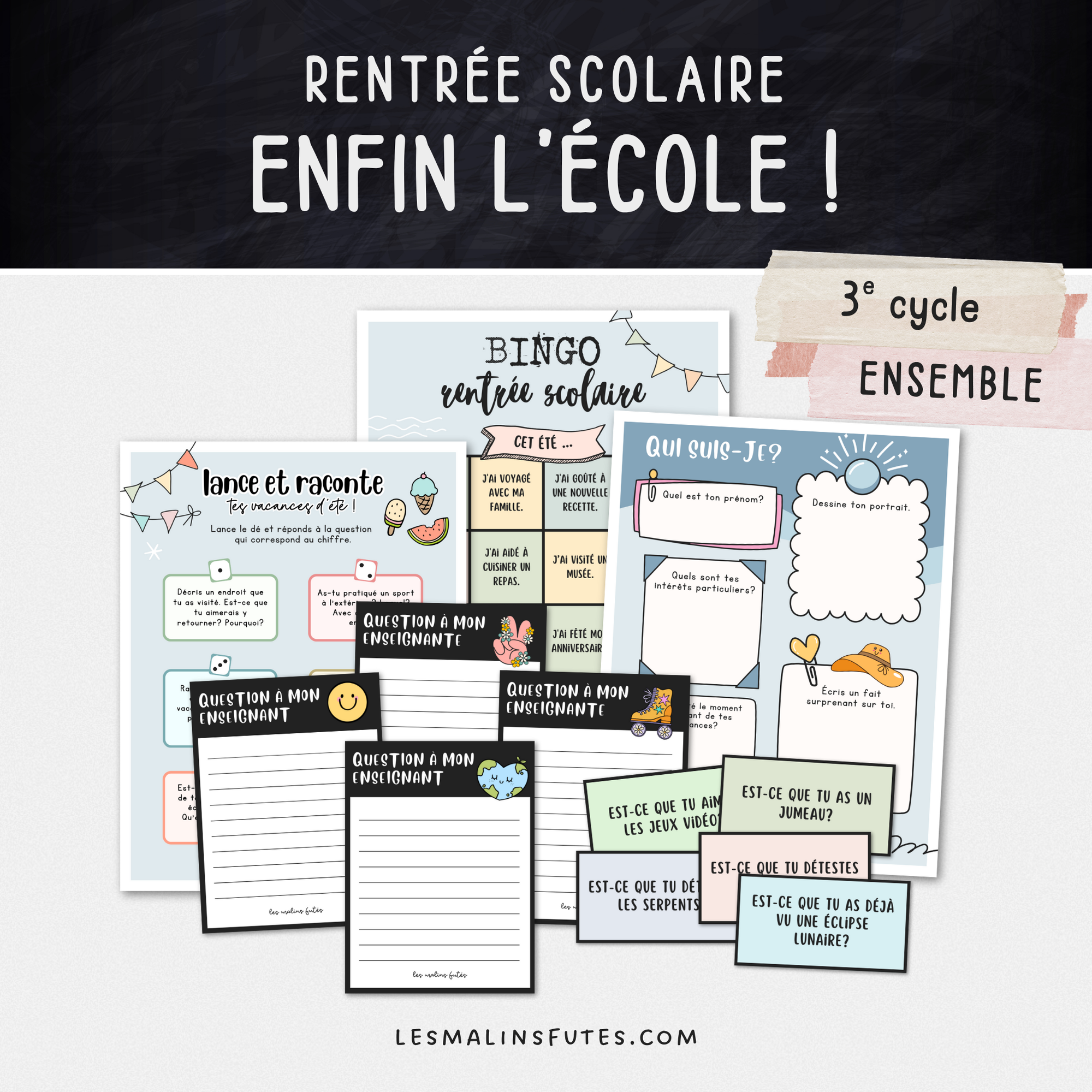 Ensemble pour le 3e cycle pour la rentrée scolaire. Les Malins Futés