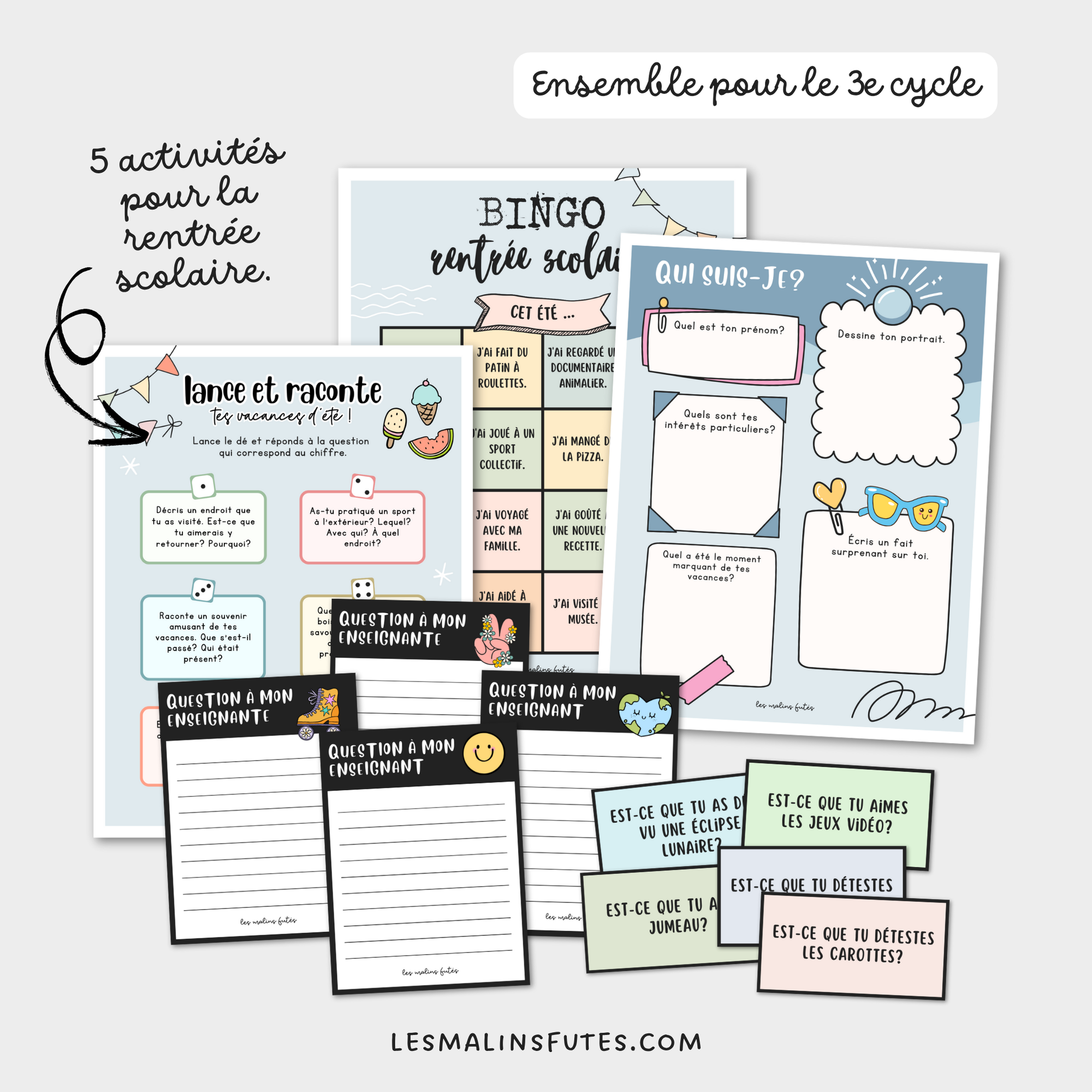 Ensemble pour le 3e cycle pour la rentrée scolaire. Les Malins Futés