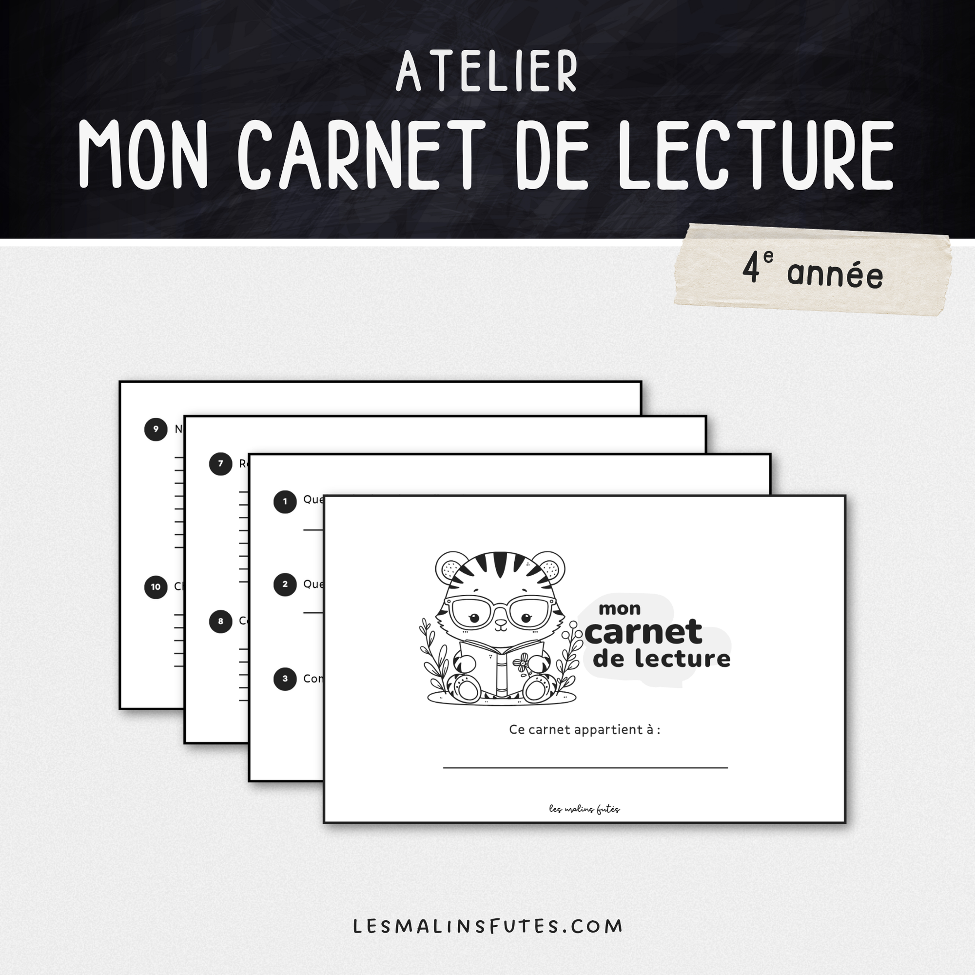 Carnet de lecture pour la 4e année. Les Malins Futés
