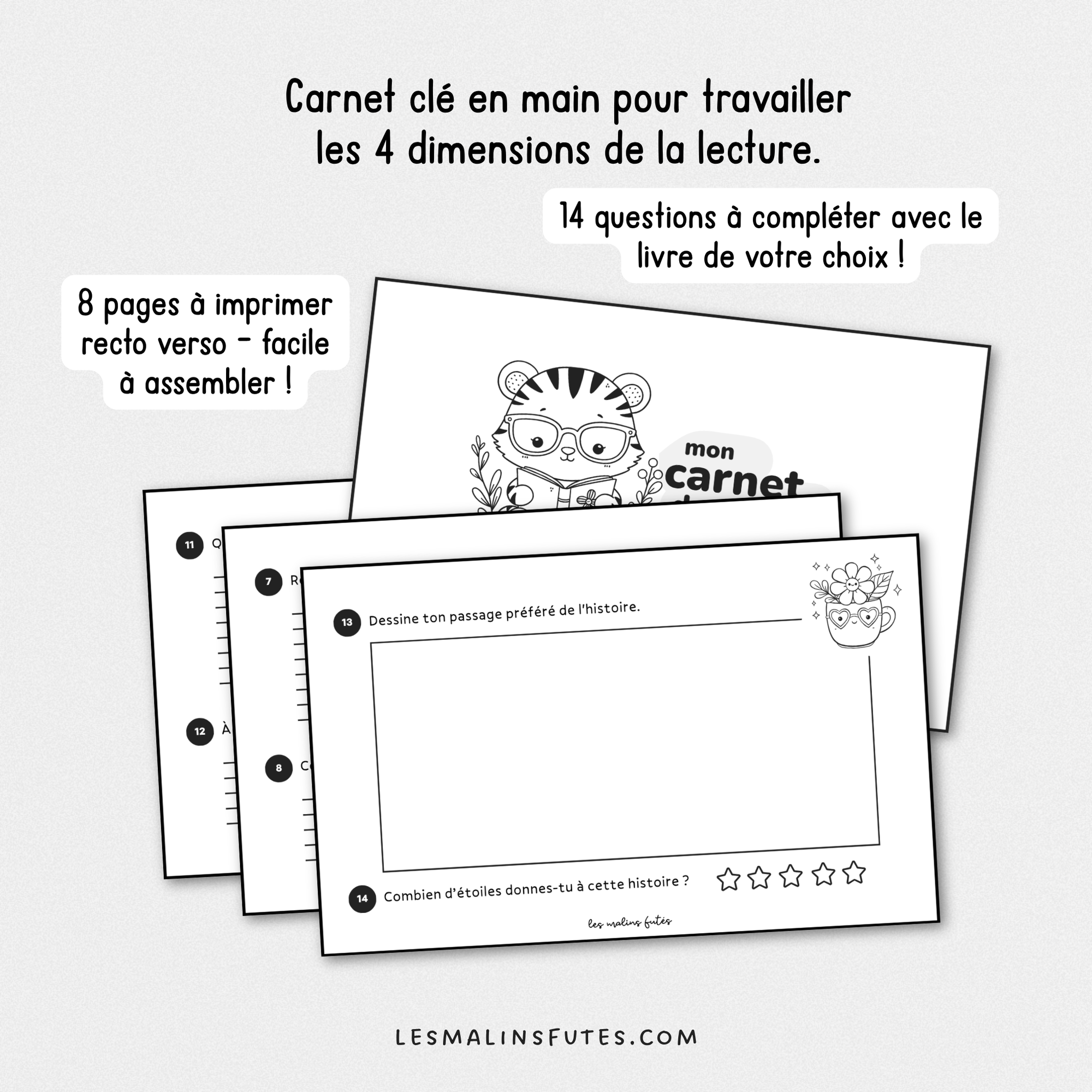 Carnet de lecture pour la 4e année. Les Malins Futés