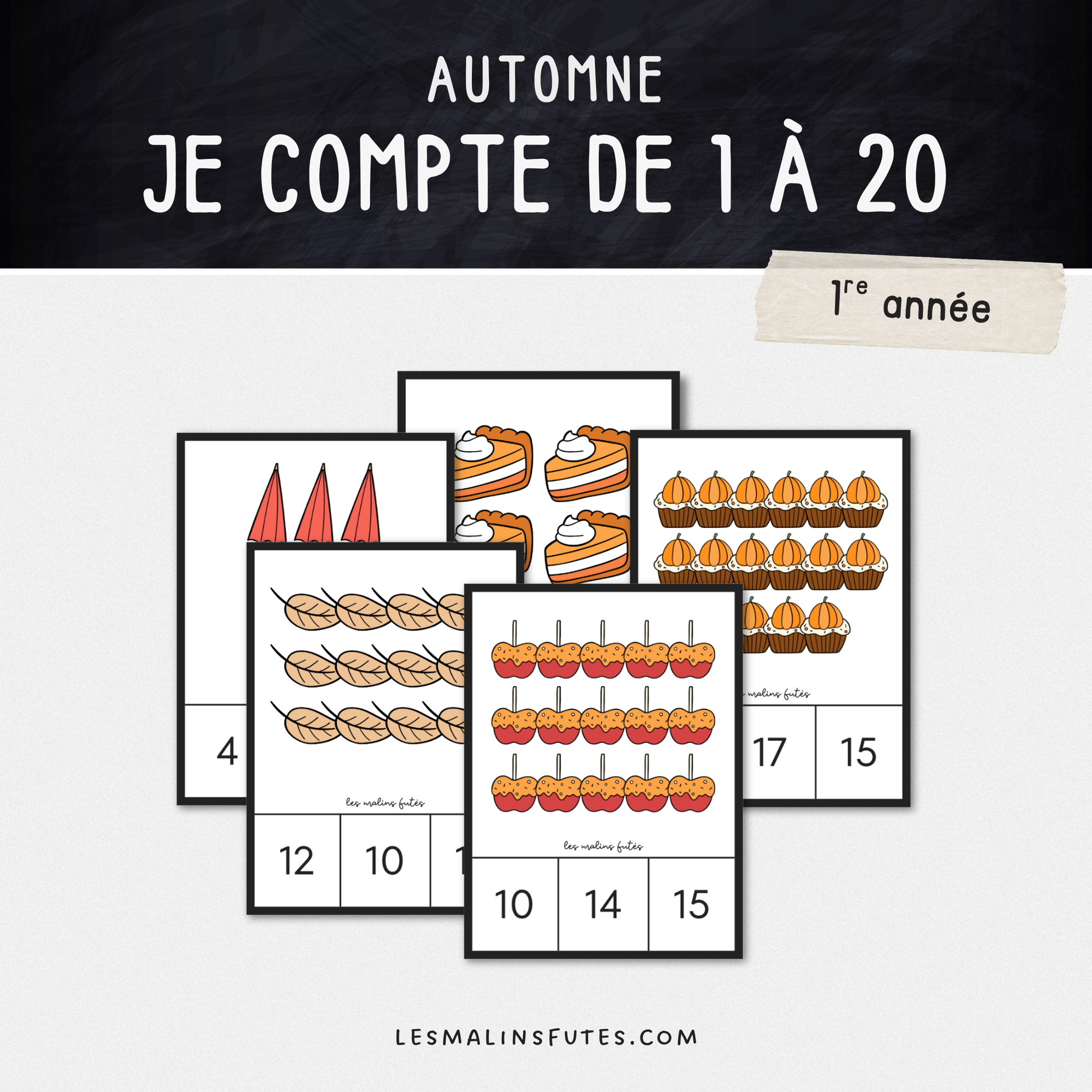 Je compte de 1 à 20. Cartes à tâches. Les Malins Futés