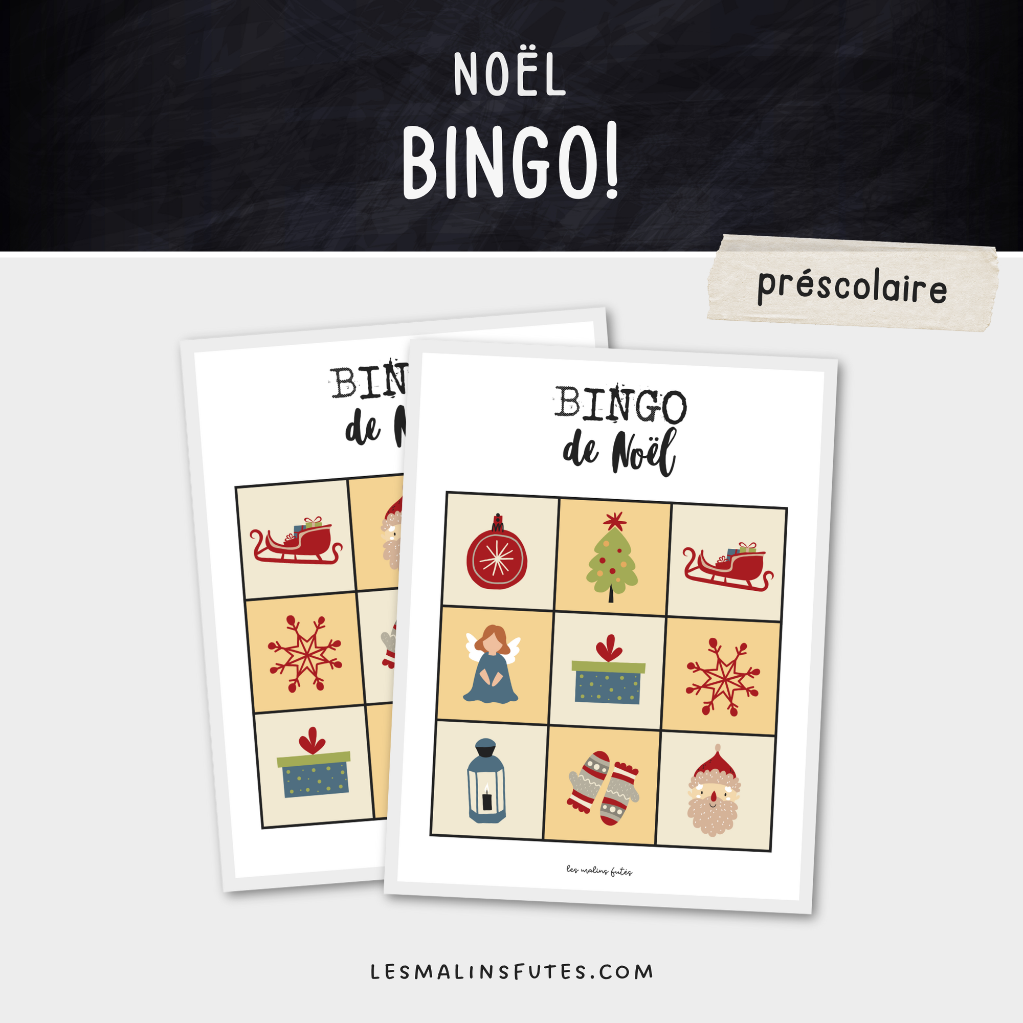 Bingo de Noël pour le préscolaire. Les Malins Futés
