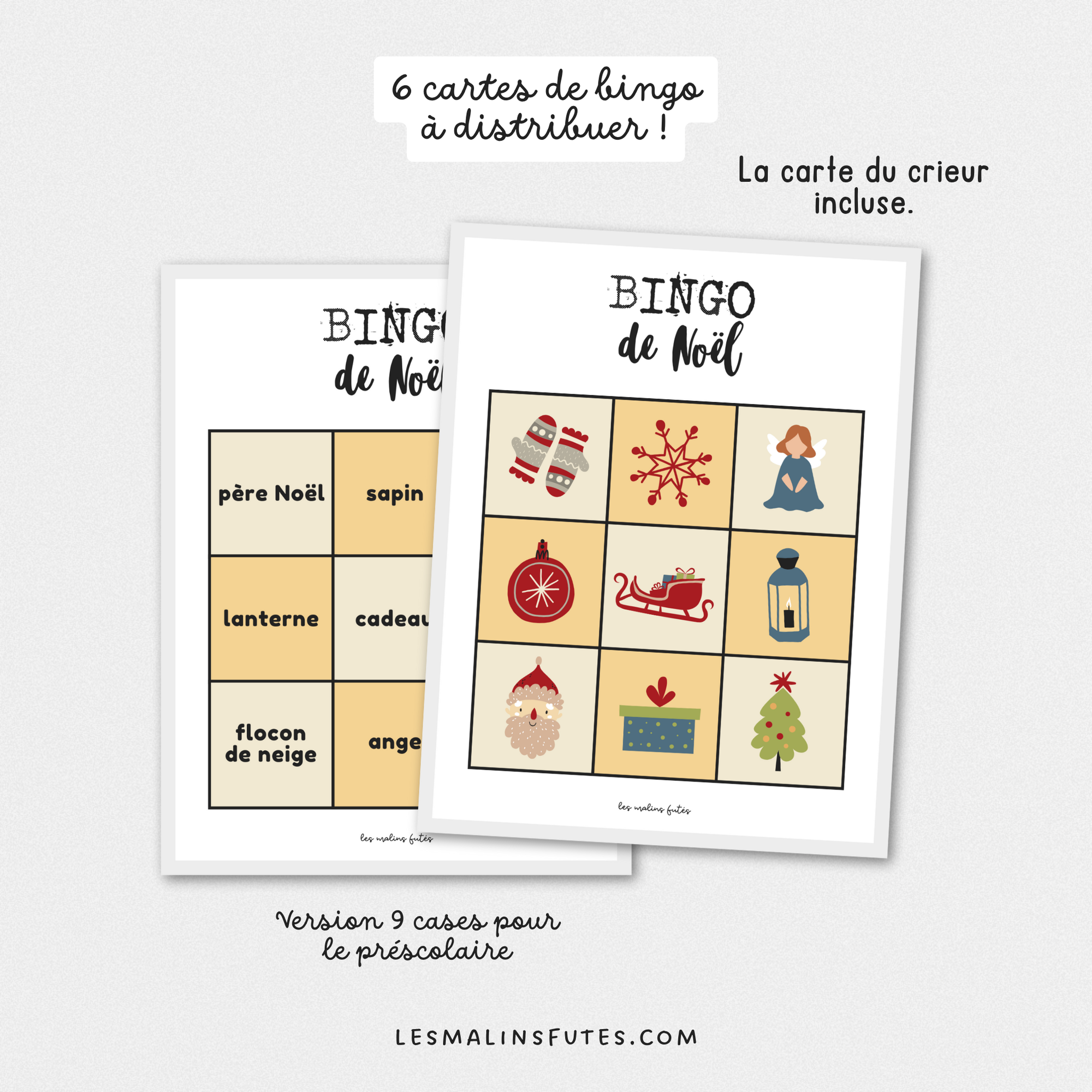 Bingo de Noël pour la maternelle. Les Malins Futés