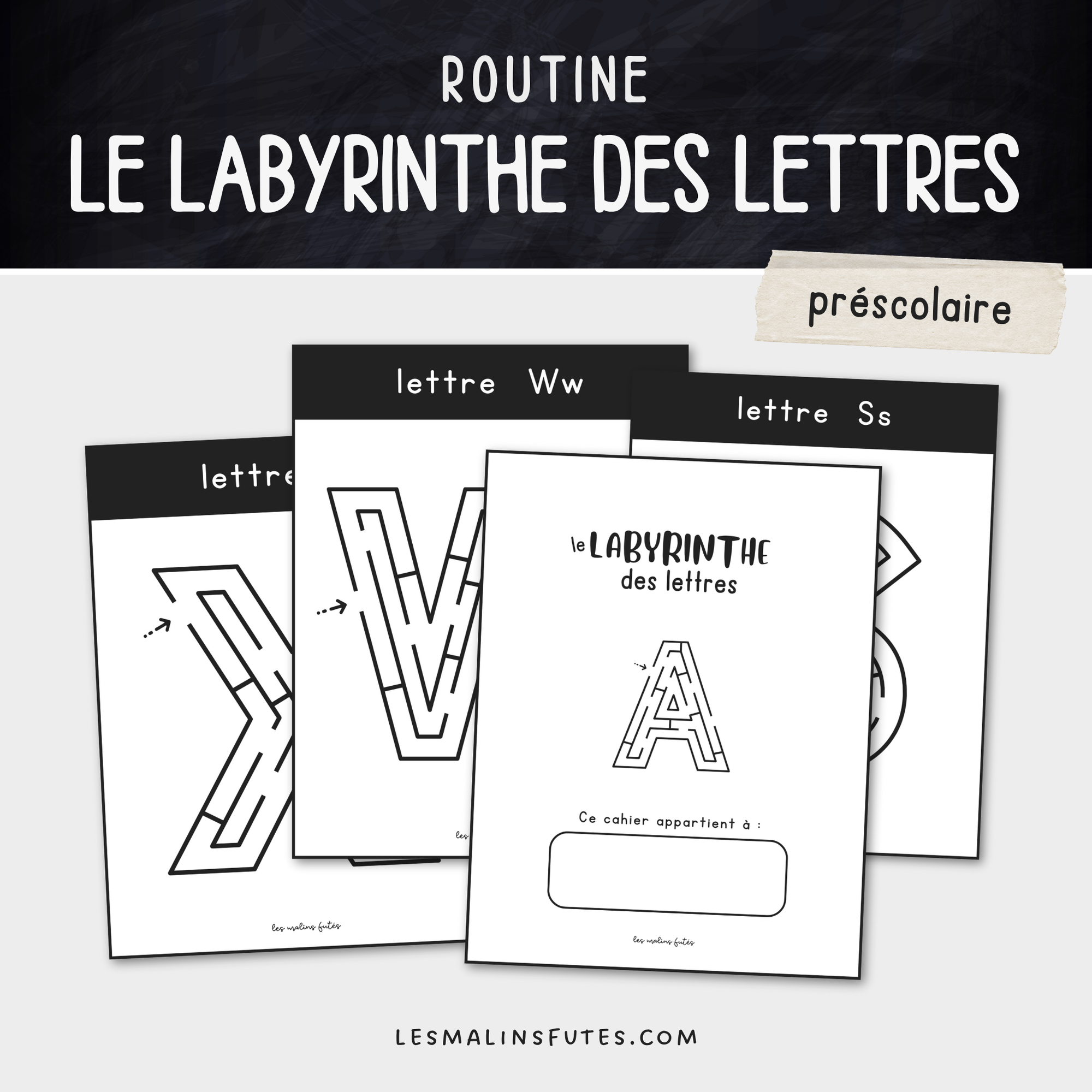 Le labyrinthe des lettres pour le préscolaire. Les Malins Futés