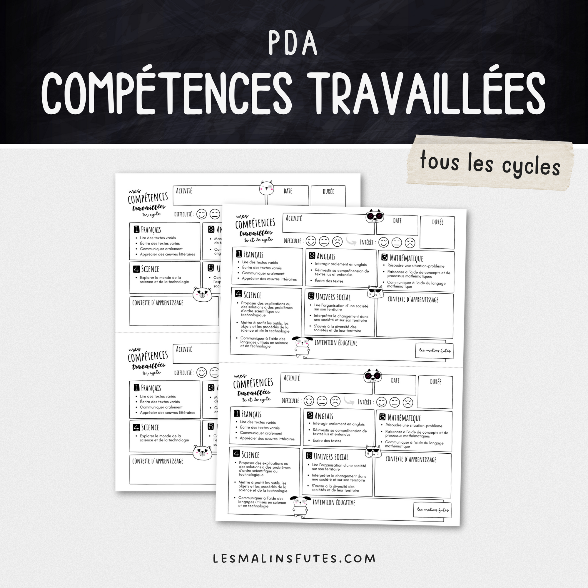 Fiche à imprimer : Mes compétences travaillées - LMF