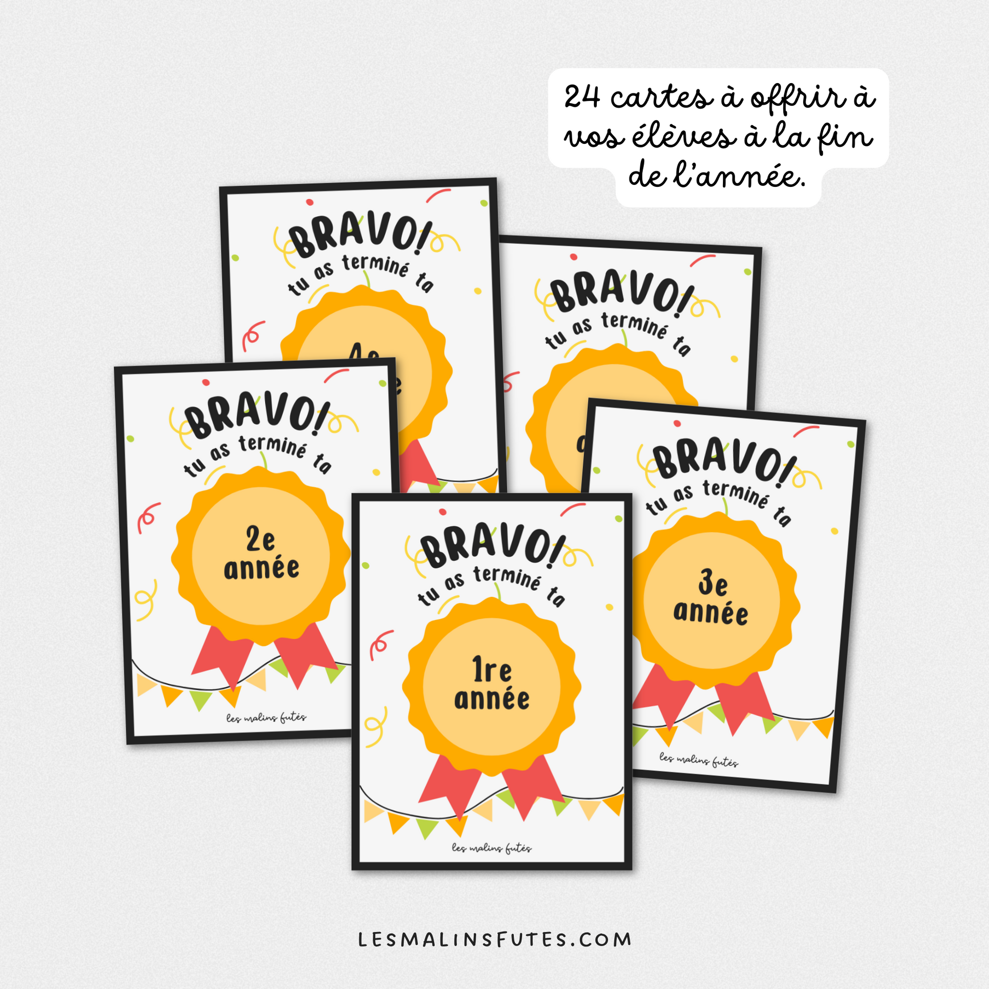 Cartes médaille - Bravo ! Tu as terminé... Les Malins Futés