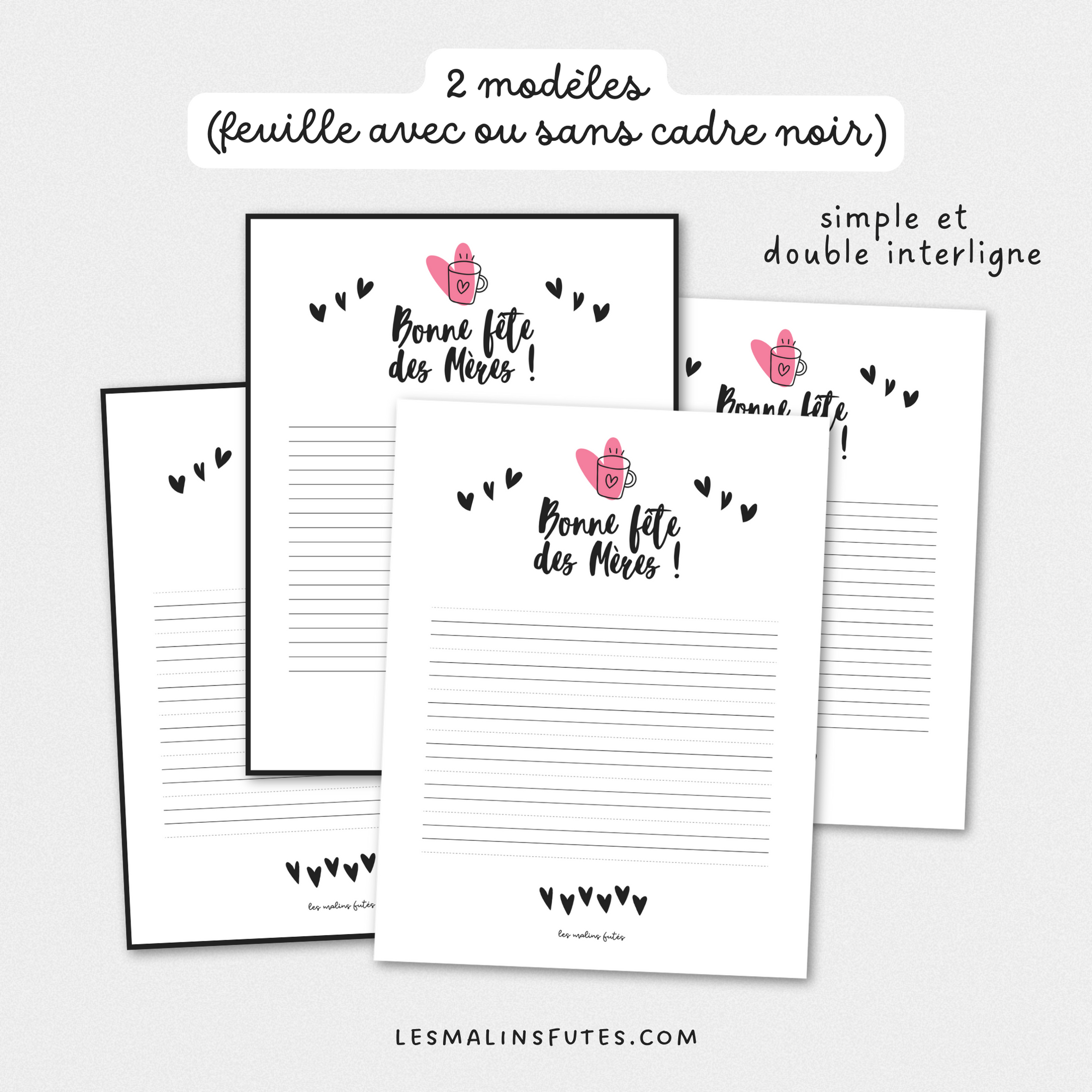 Gabarit de lettre pour la fête des Mères. Tous les cycles. Les Malins Futés