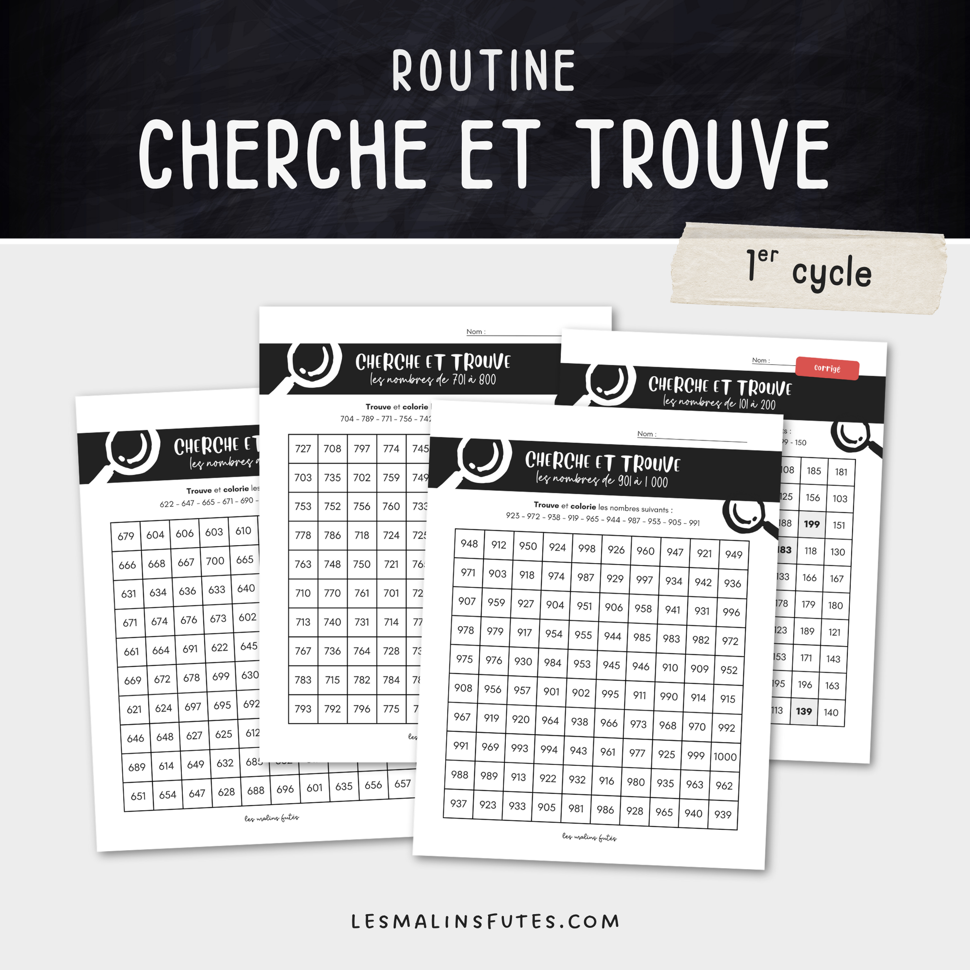 Cherche et trouve - les nombres de 0 à 1000. Les Malins Futés