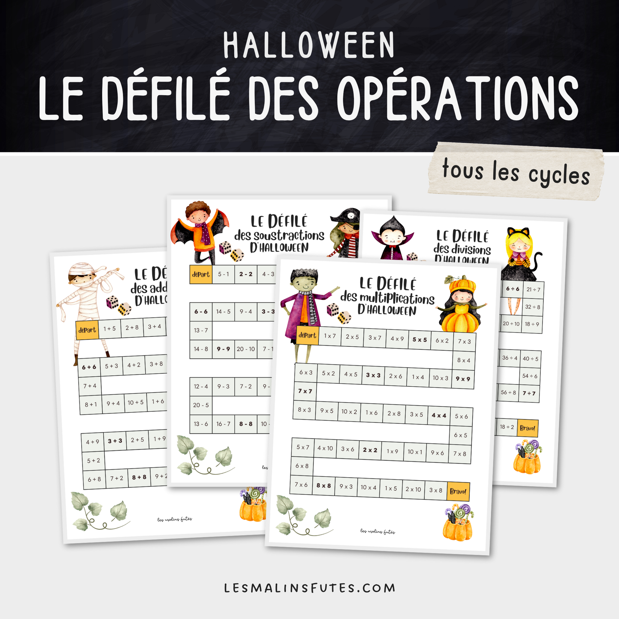 Le défilé des opérations d'Halloween pour tous les cycles. Les Malins Futés