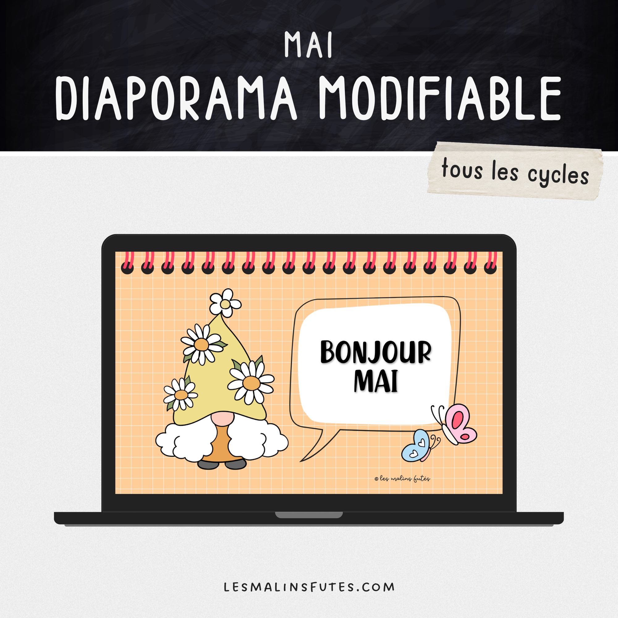 Pour tous les cycles, diaporamas modifiables pour mai et le printemps. Les Malins Futés