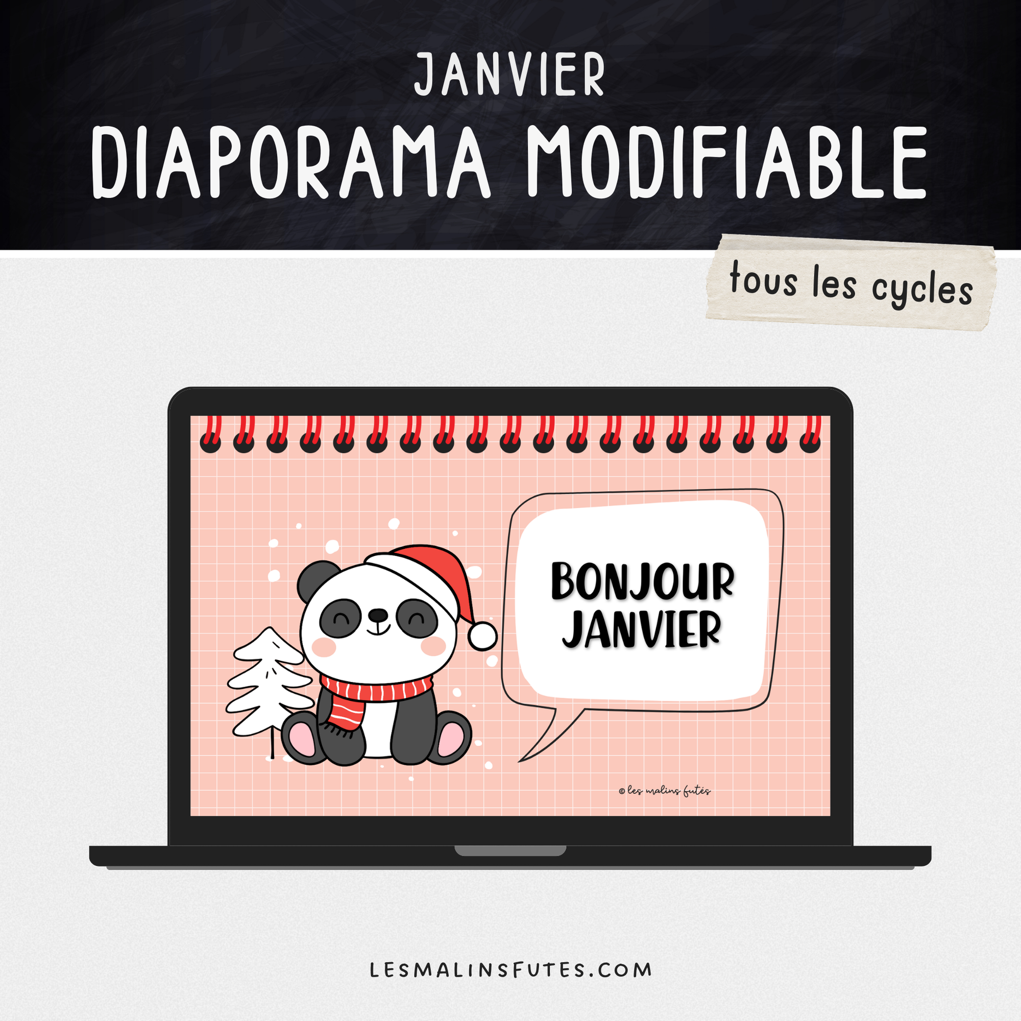 Diaporama modifiable de janvier. Les Malins Futés
