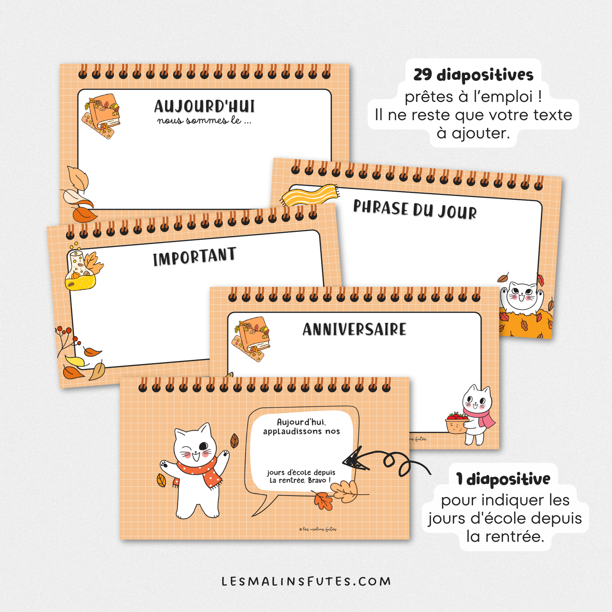 Diaporama modifiable de novembre. Les Malins Futés