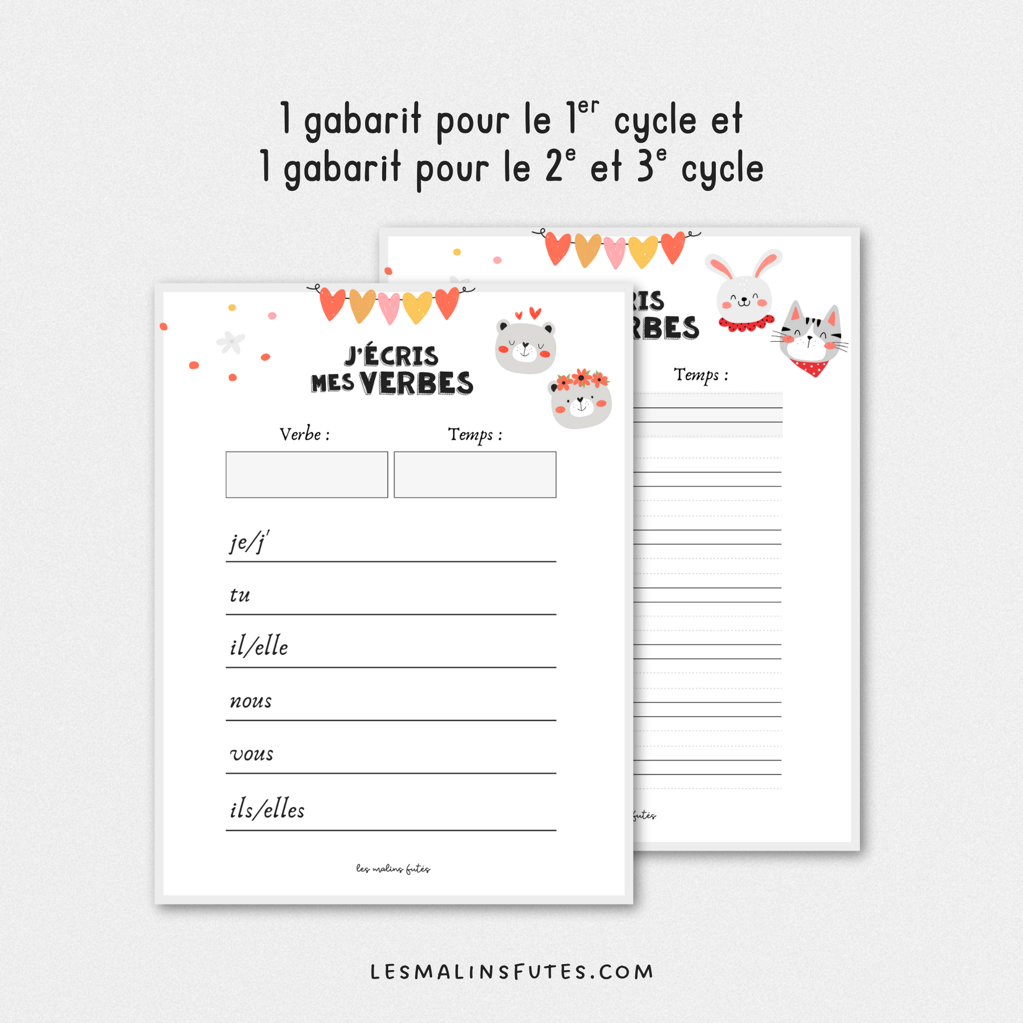 Gabarits J'écris mes verbes pour la routine à tous les cycles. Les Malins Futés