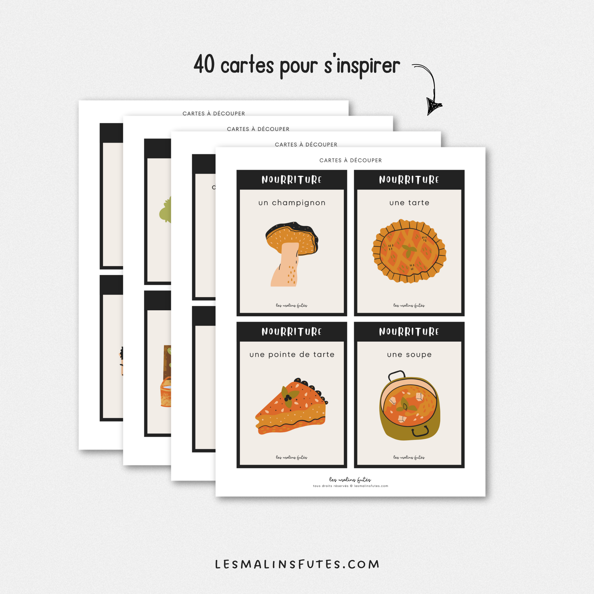 Écriture d'automne à l'aide de cartes d'inspiration. Les Malins Futés