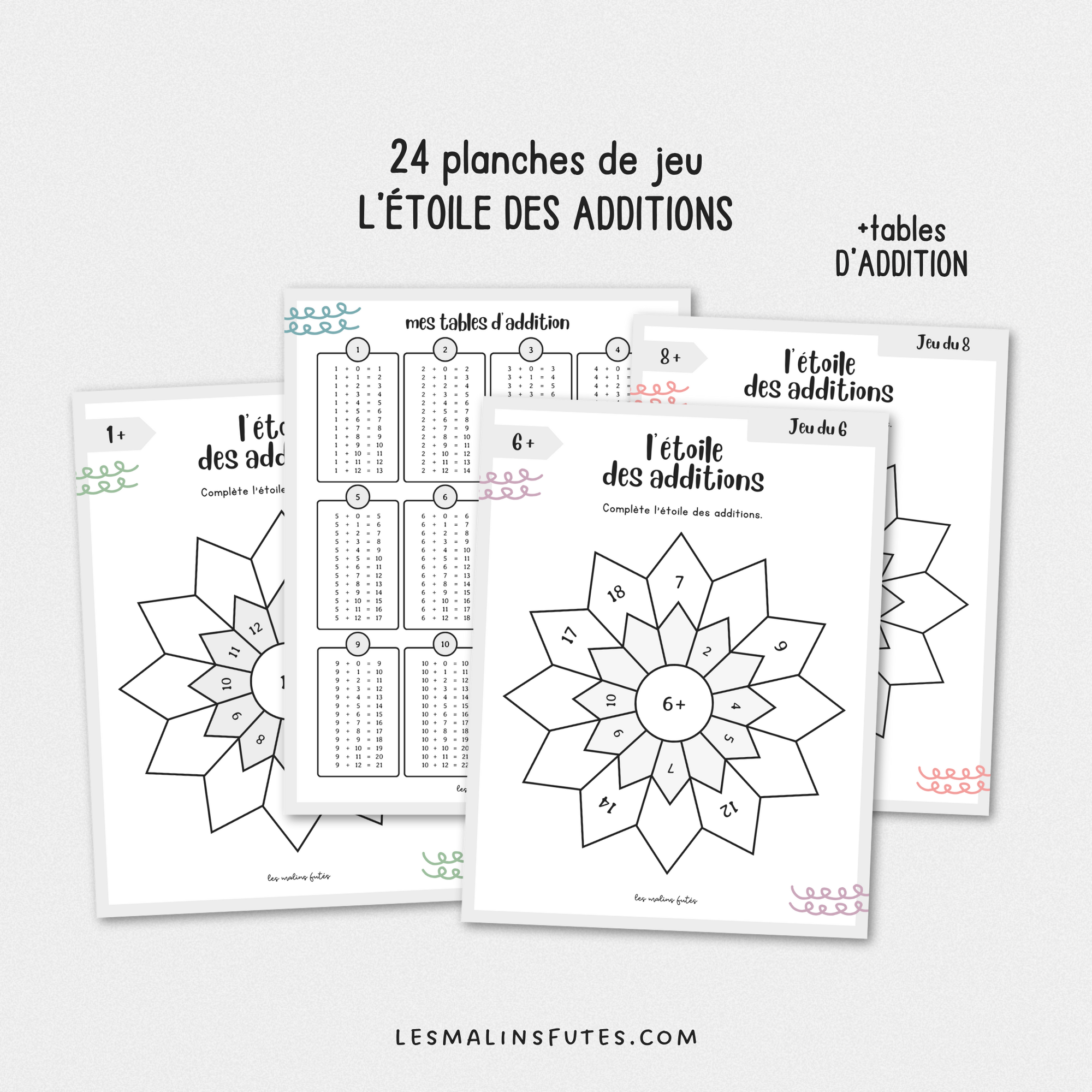 L'étoile des additions pour le 1er et le 2e cycle. Les Malins Futés