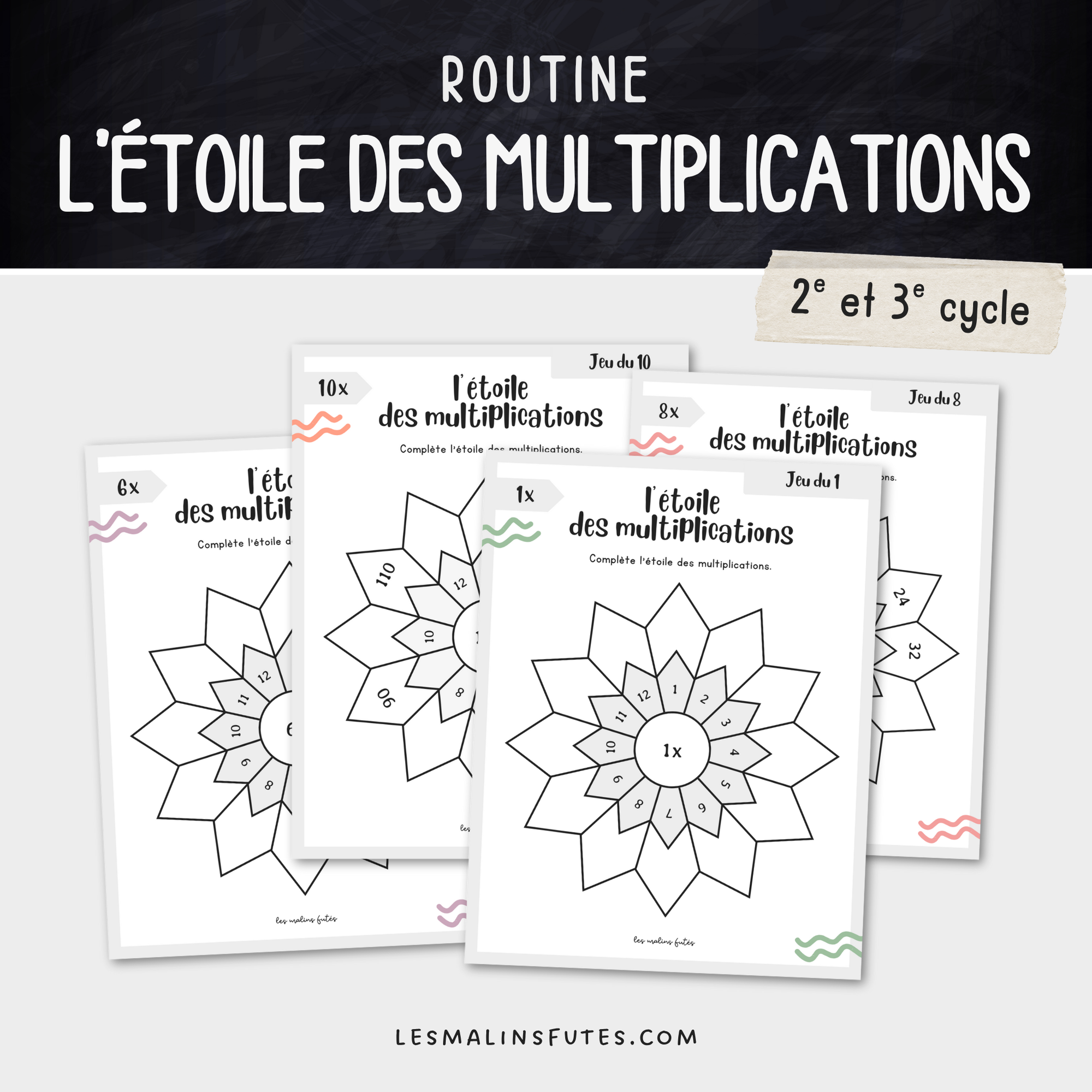 L'étoile des multiplications pour le 2e et le 3e cycle. Les Malins Futés