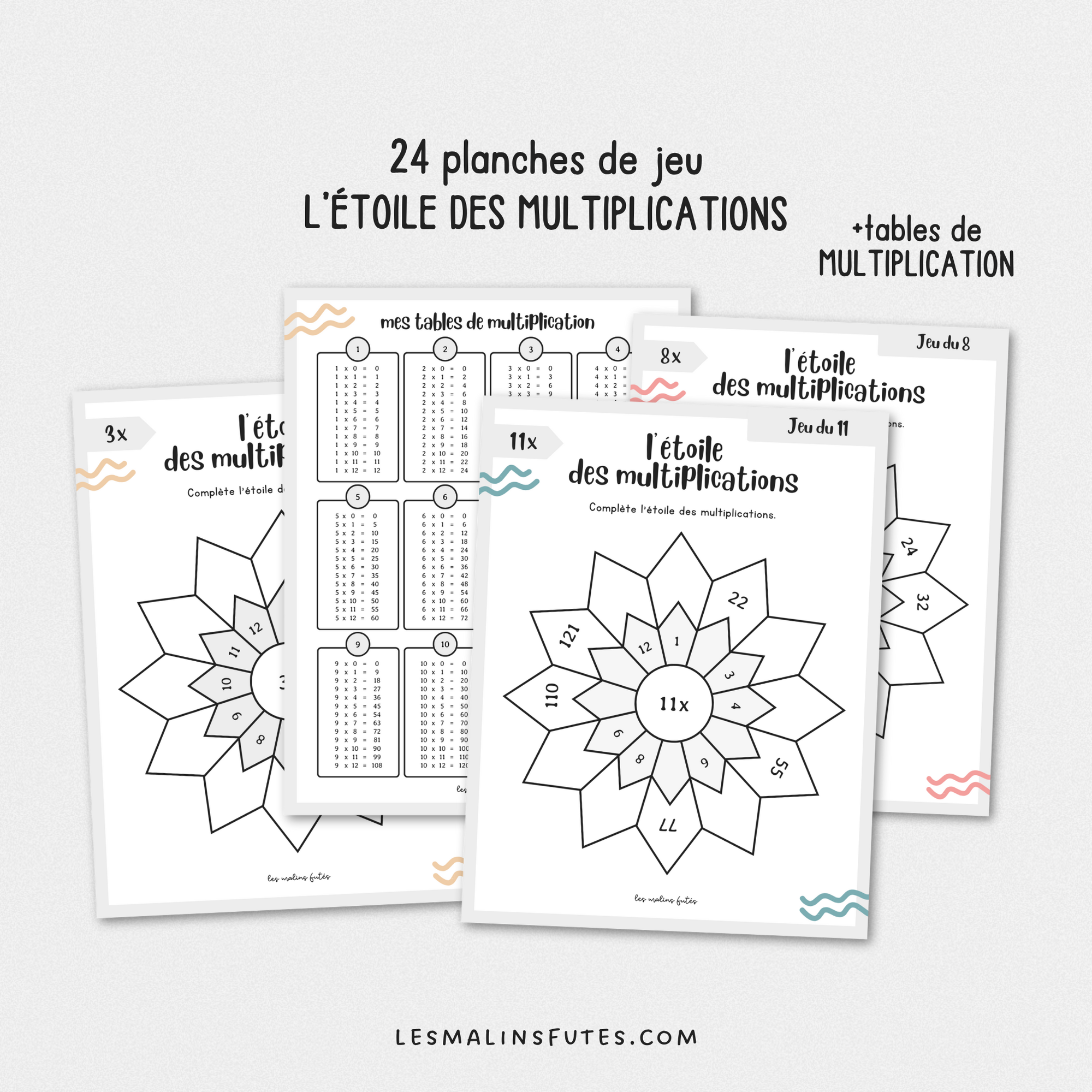 L'étoile des multiplications pour le 2e et le 3e cycle. Les Malins Futés