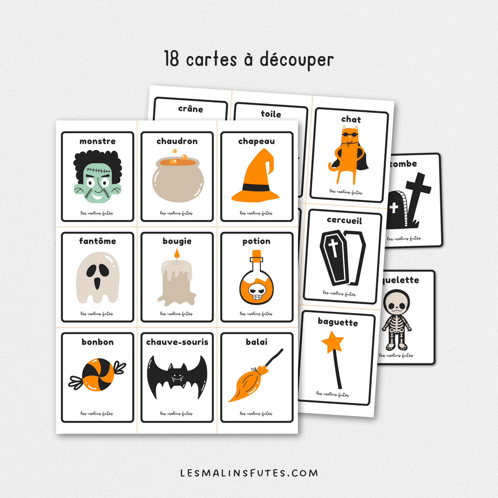 Jeu de mémoire d'Halloween pour le préscolaire - Les Malins Futés