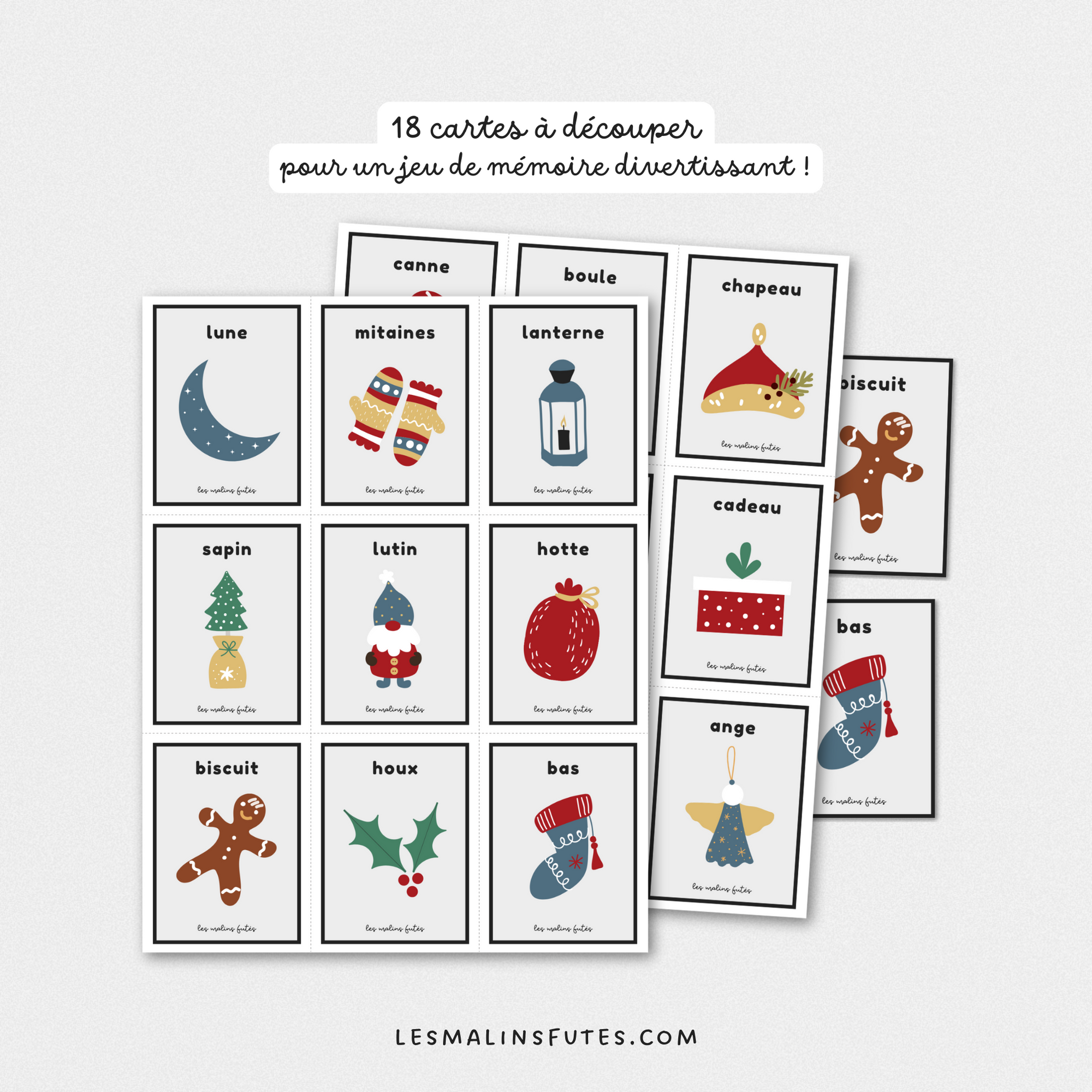 Jeu de mémoire de Noël. Les Malins Futés