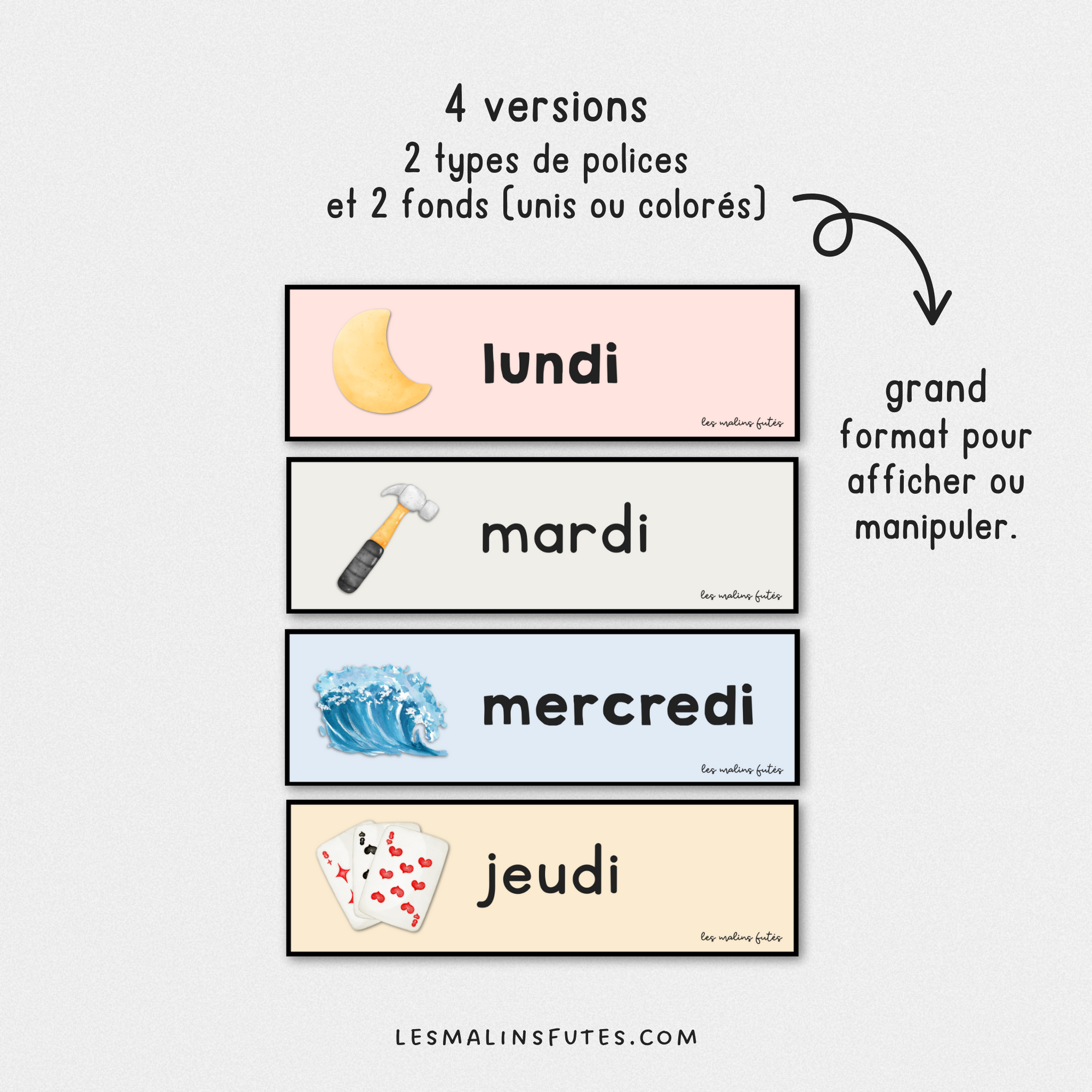 Ensemble pour l'apprentissage des jours de la semaine. Les Malins Futés