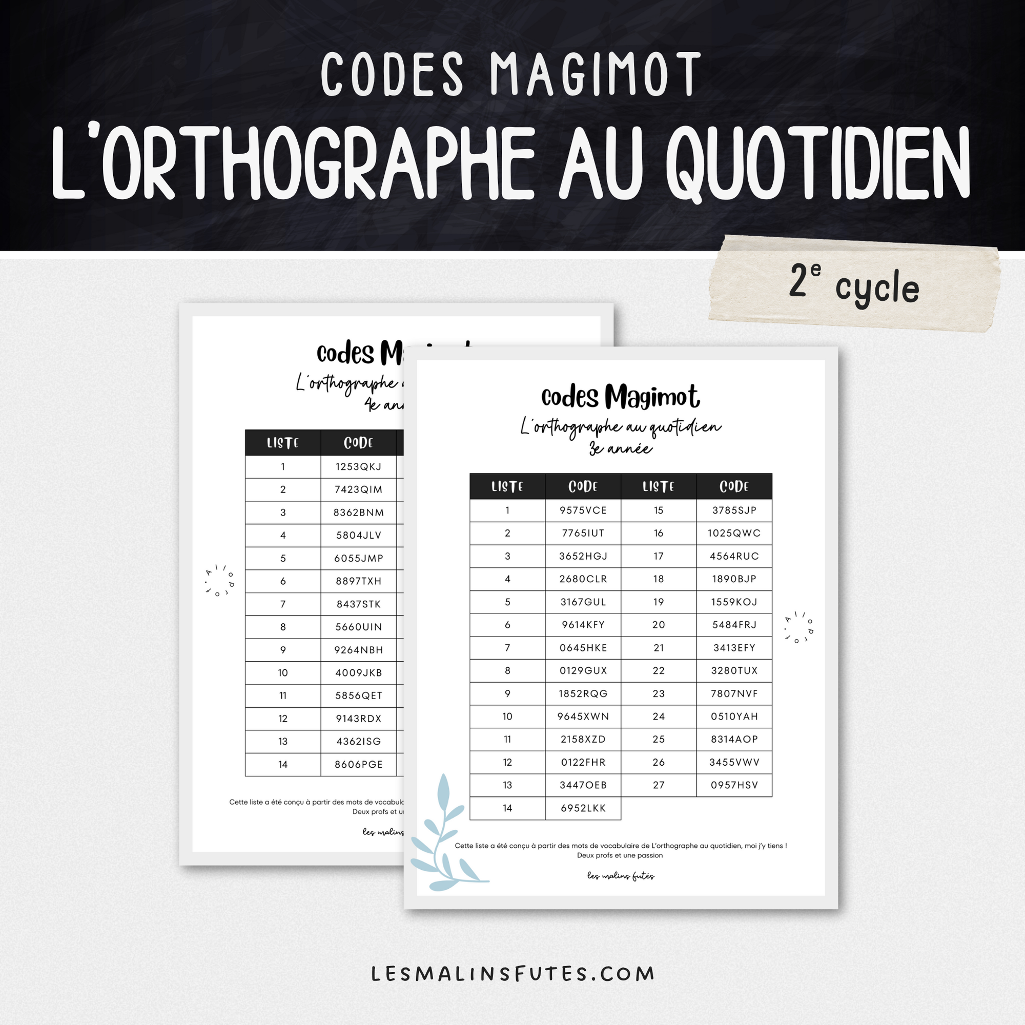 Codes Magimot 3e et 4e année pour travailler avec L'orthographe au quotidien - Les Malins Futés