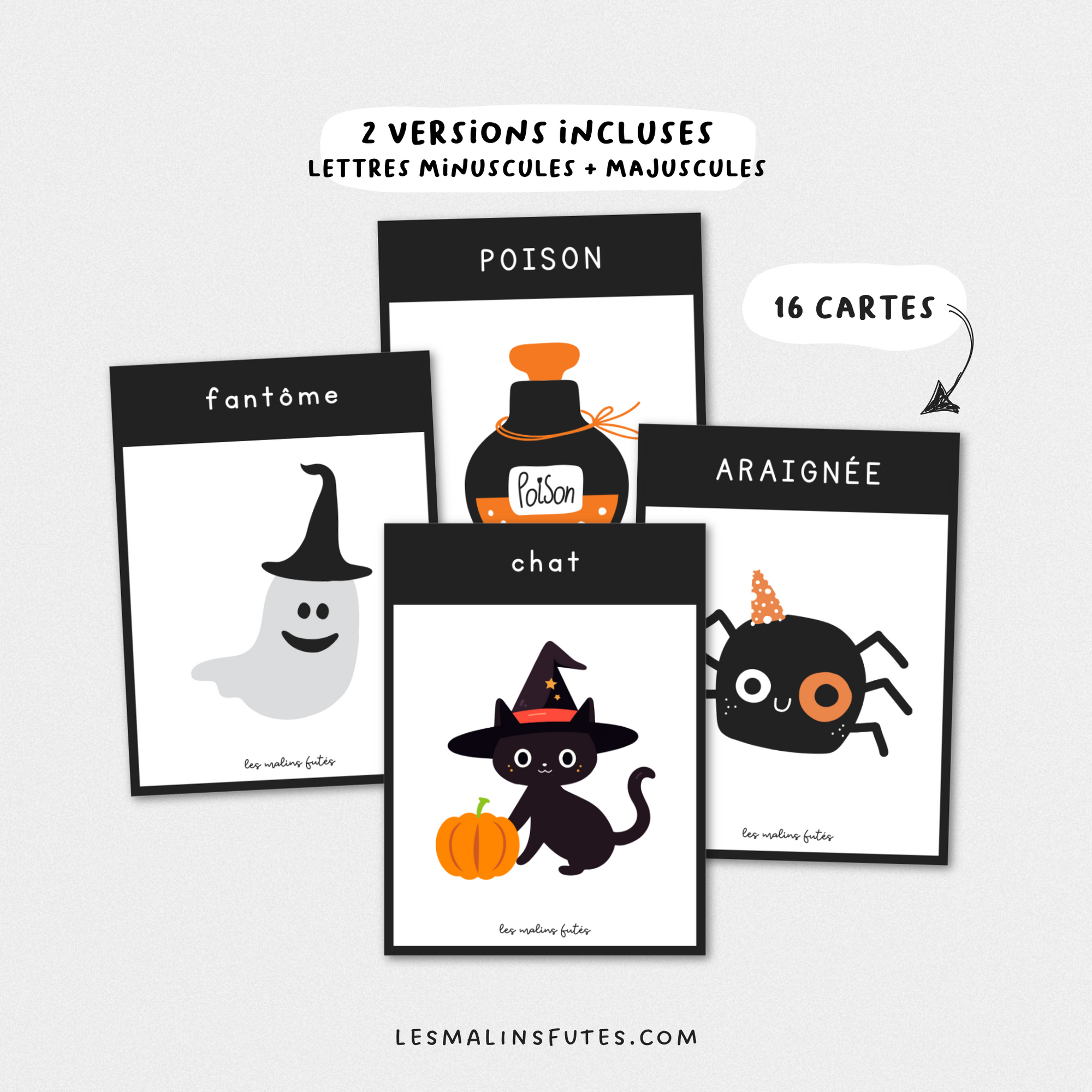 Cartes vocabulaire d'Halloween. Les Malins Futés