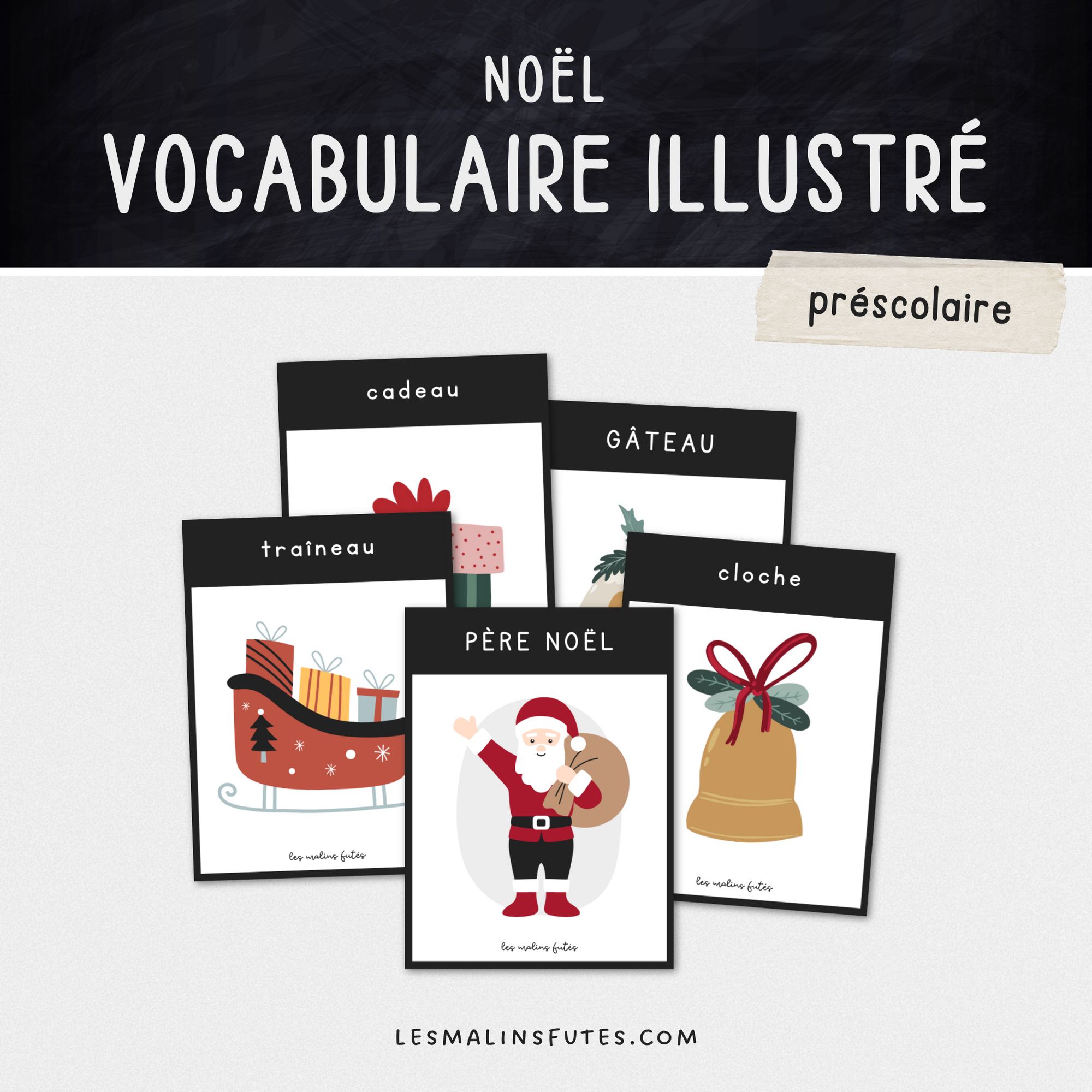 Vocabulaire illustré pour Noël. Les Malins Futés