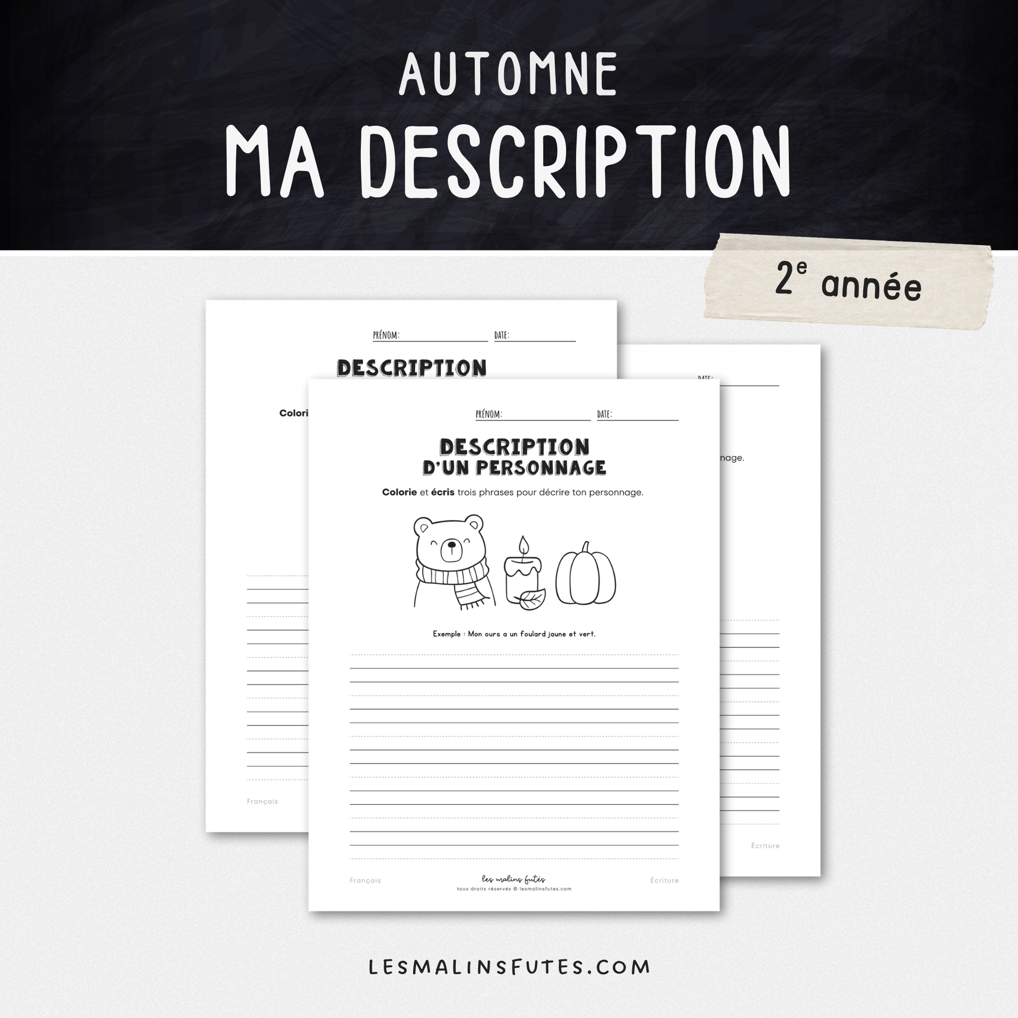 Activité d'écriture - Description d'un personnage d'automne - Les Malins Futés
