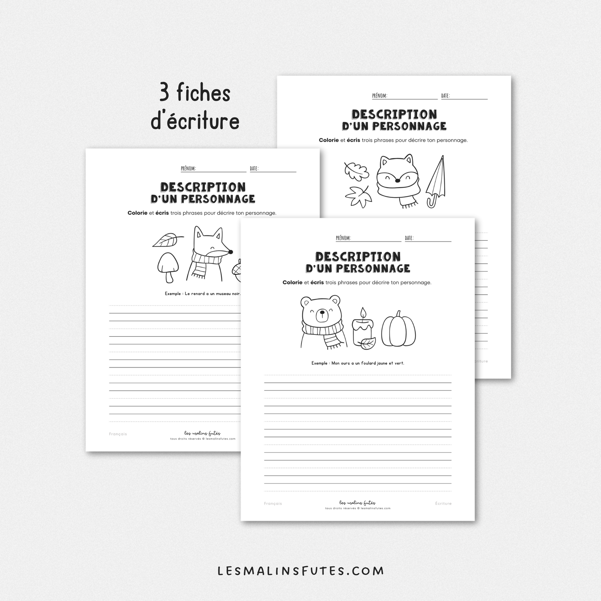 Activité d'écriture - Description d'un personnage d'automne - Les Malins Futés