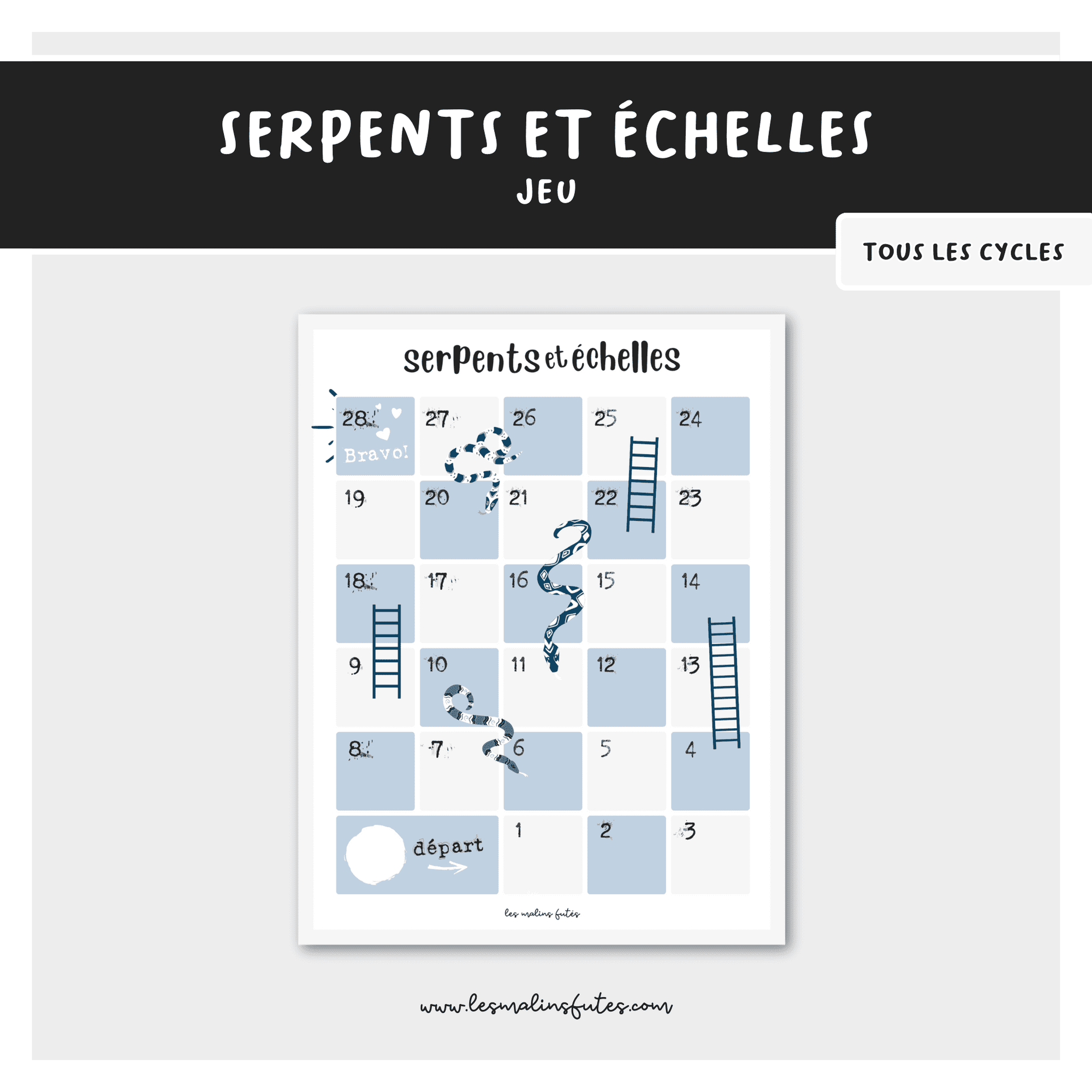 Jeu serpents et échelles - Les Malins Futés