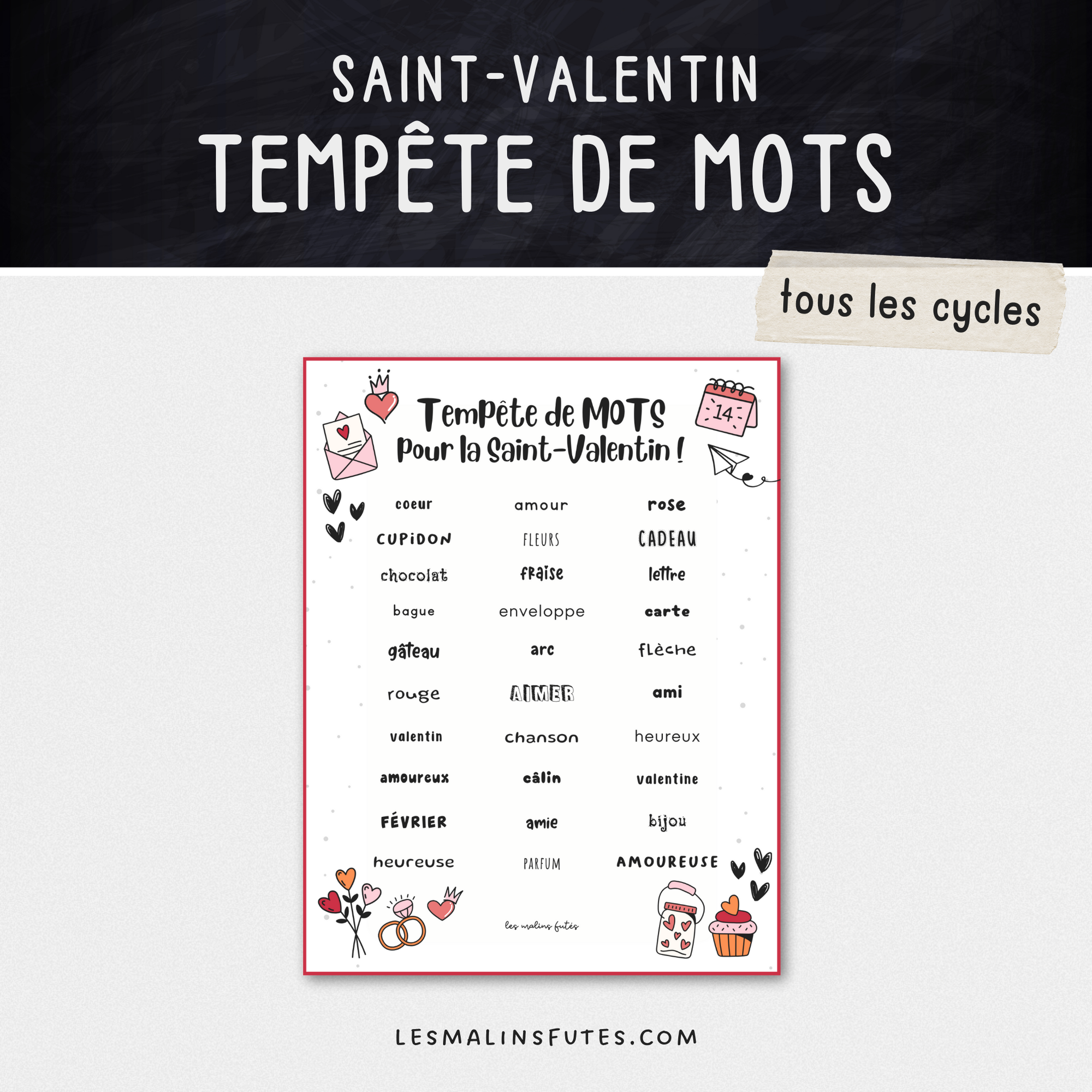 Tempête de MOTS pour la Saint-Valentin ! Les Malins Futés