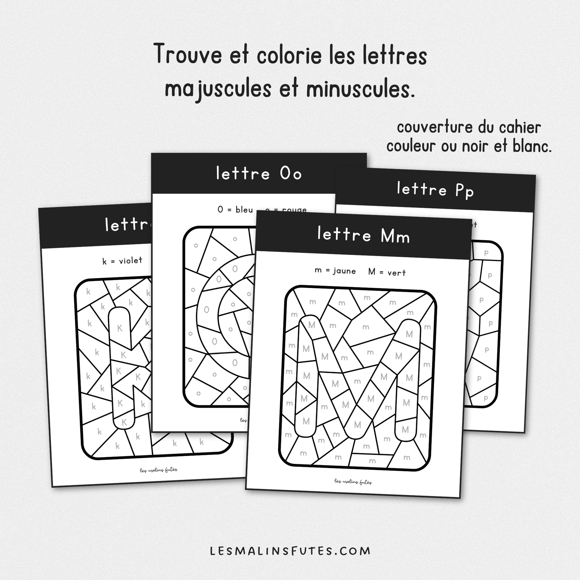 Trouve et colorie les lettres pour la 1re année. Les Malins Futés