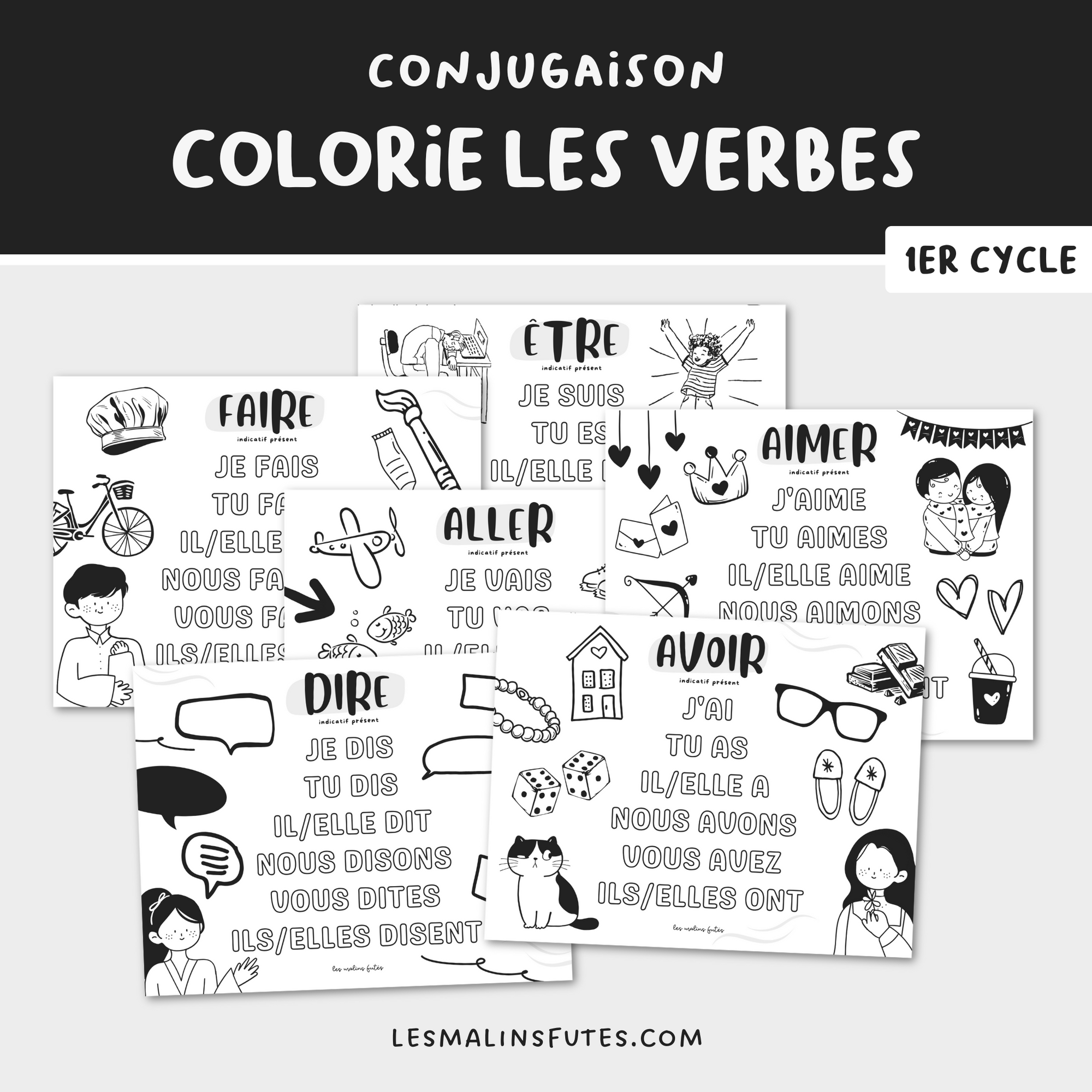 6 verbes à colorier pour le 1er cycle. Les Malins Futés