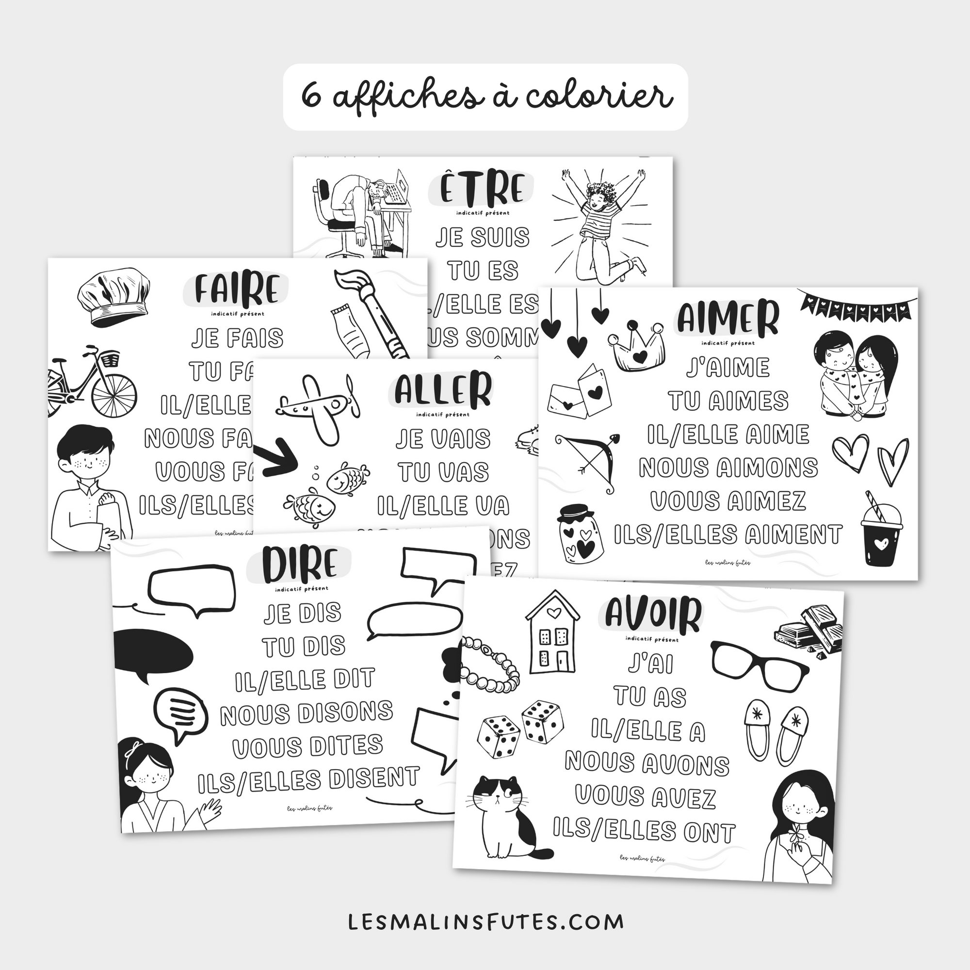 6 verbes à colorier pour le 1er cycle. Les Malins Futés