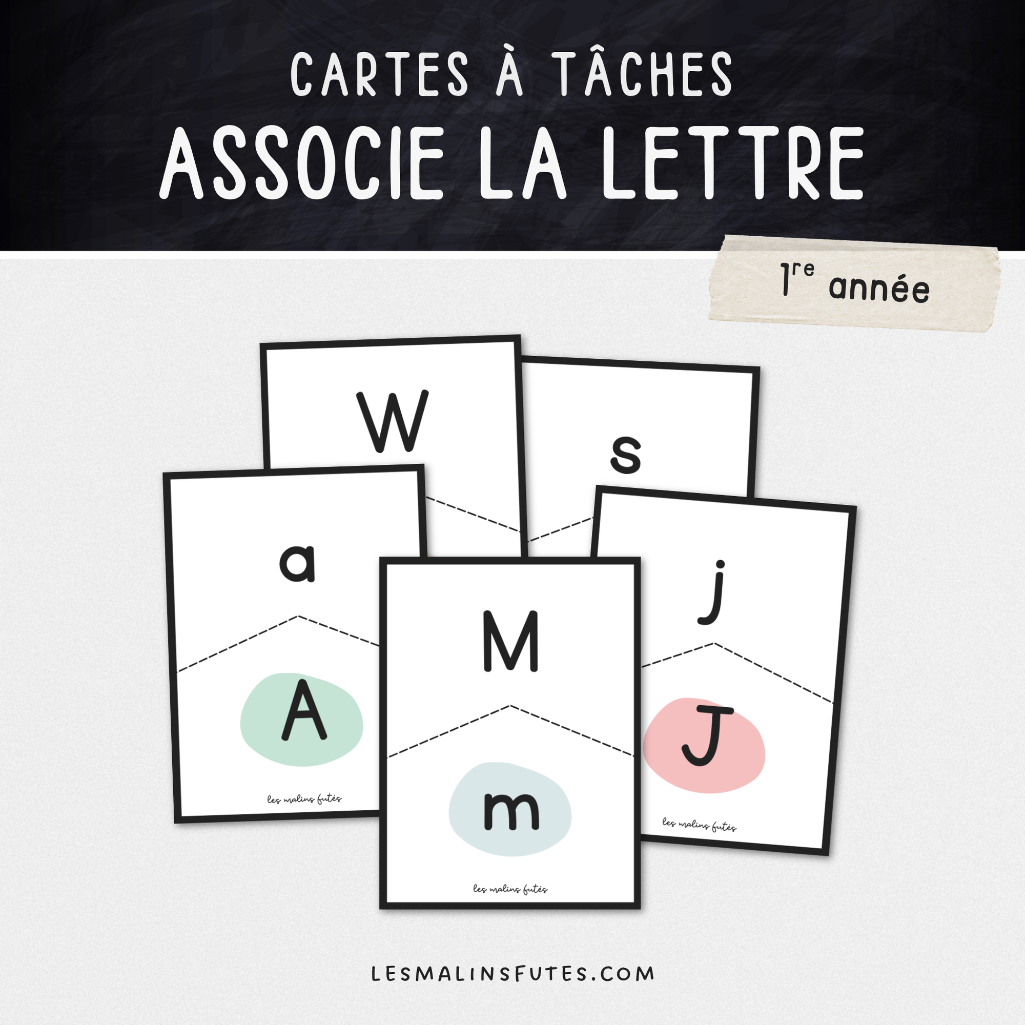 Lettres majuscules et minuscules à associer pour la 1re année. Les Malins Futés