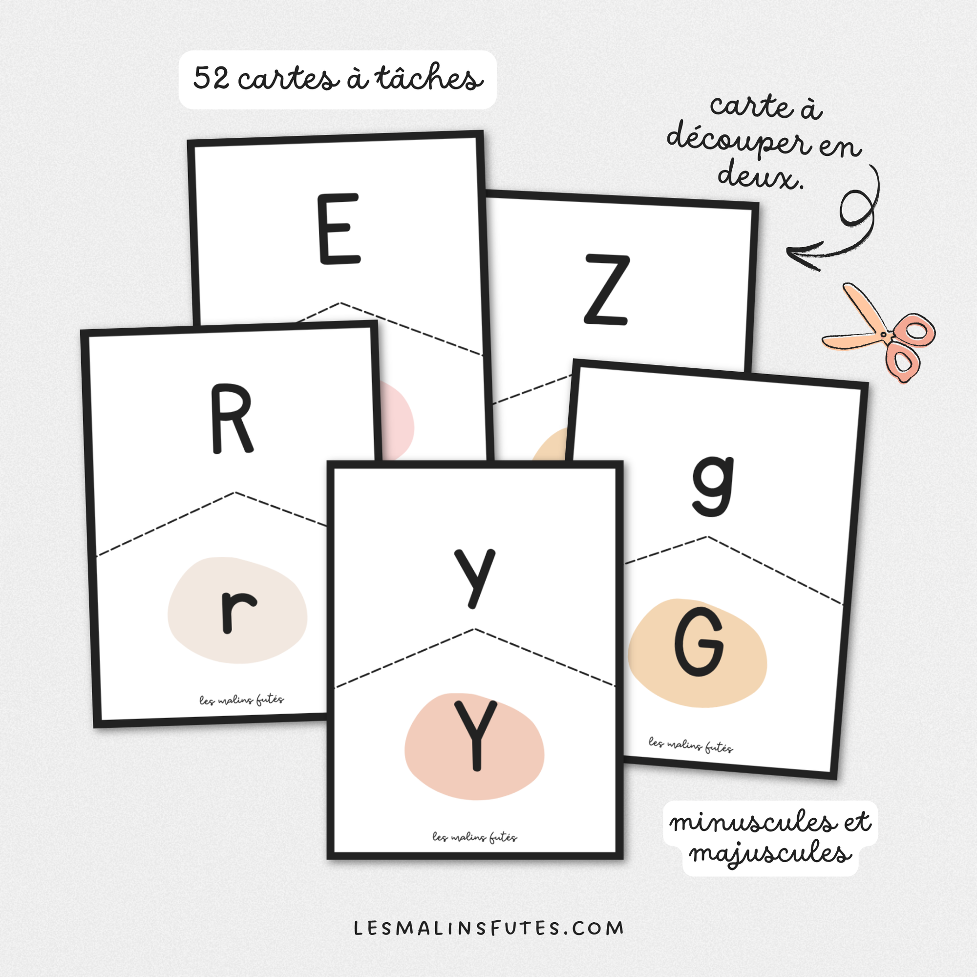 Lettres majuscules et minuscules à associer pour la 1re année. Les Malins Futés