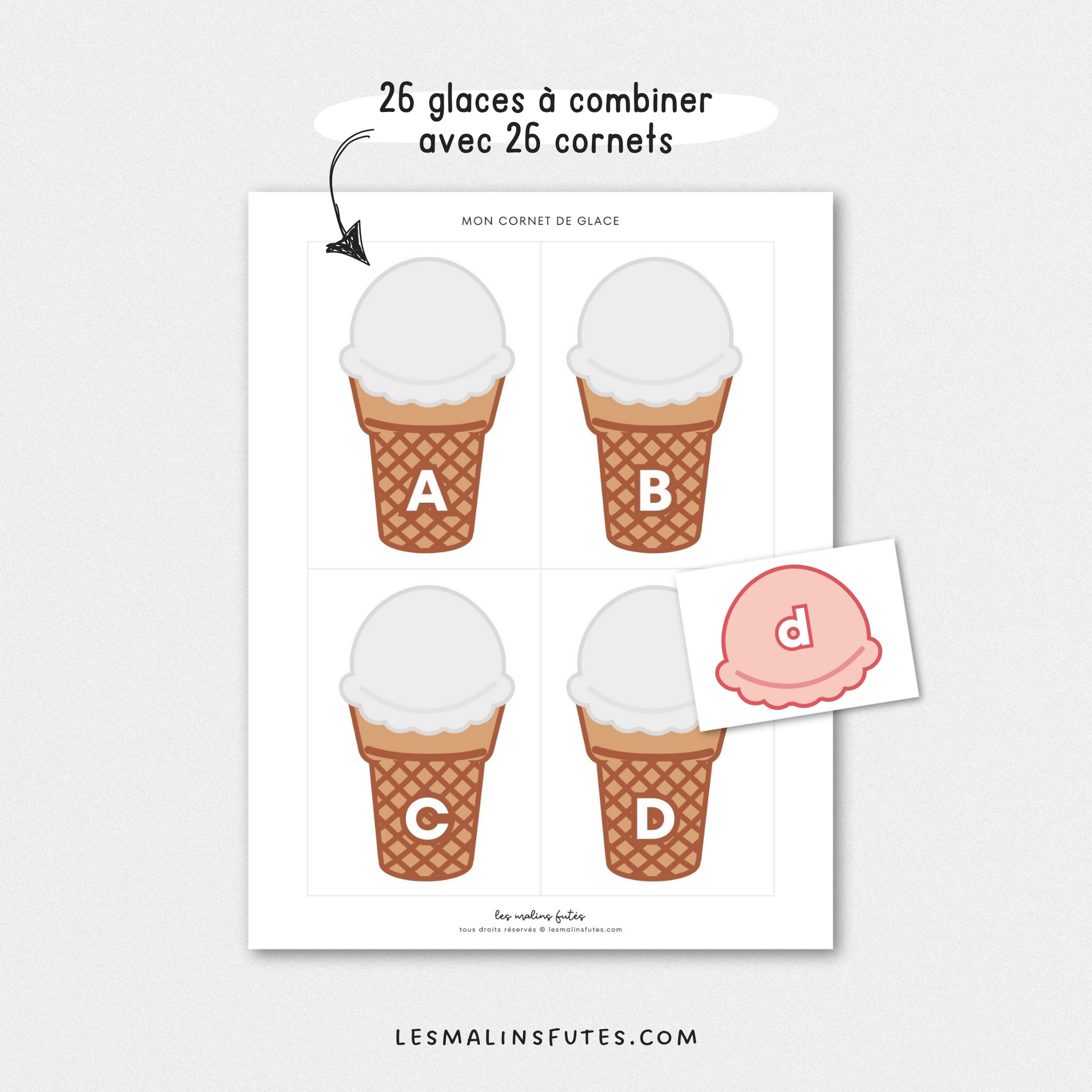 Mon cornet de glace - Les majuscules et les minuscules - Les Malins Futés