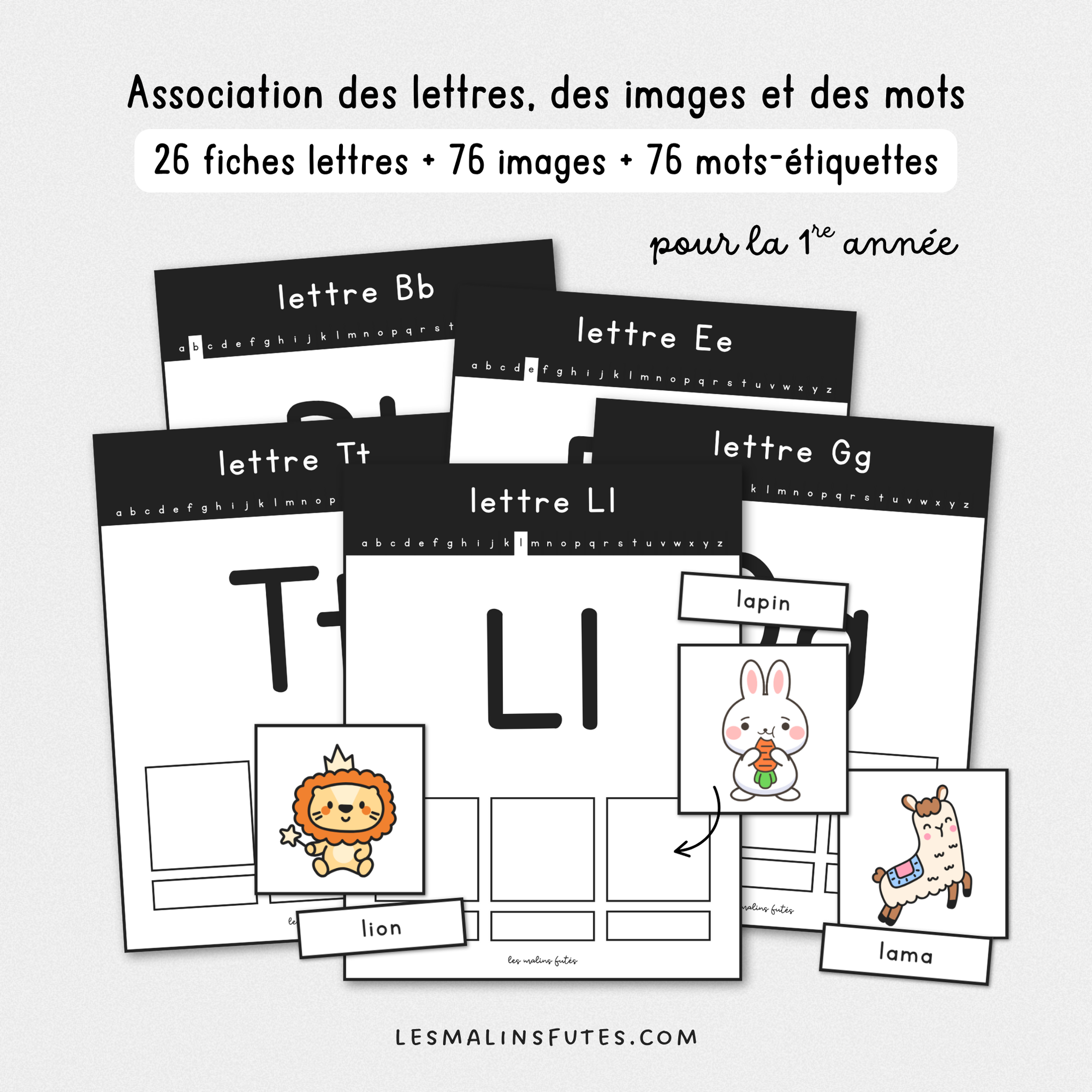 L'alphabet retrouvé - Association des lettres, des images et des mots pour la 1re année. Les Malins Futés
