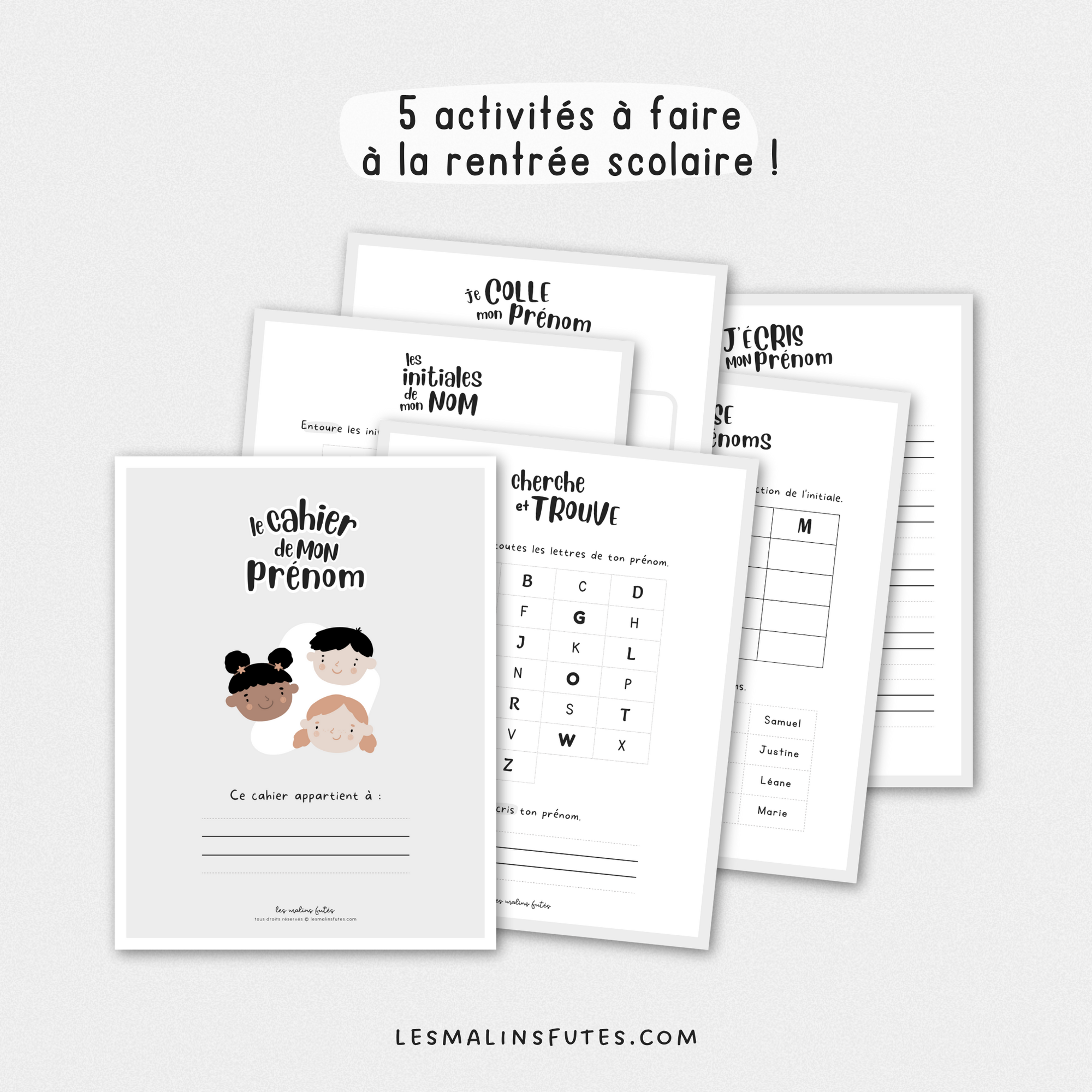 Le cahier de mon prénom - Les Malins Futés
