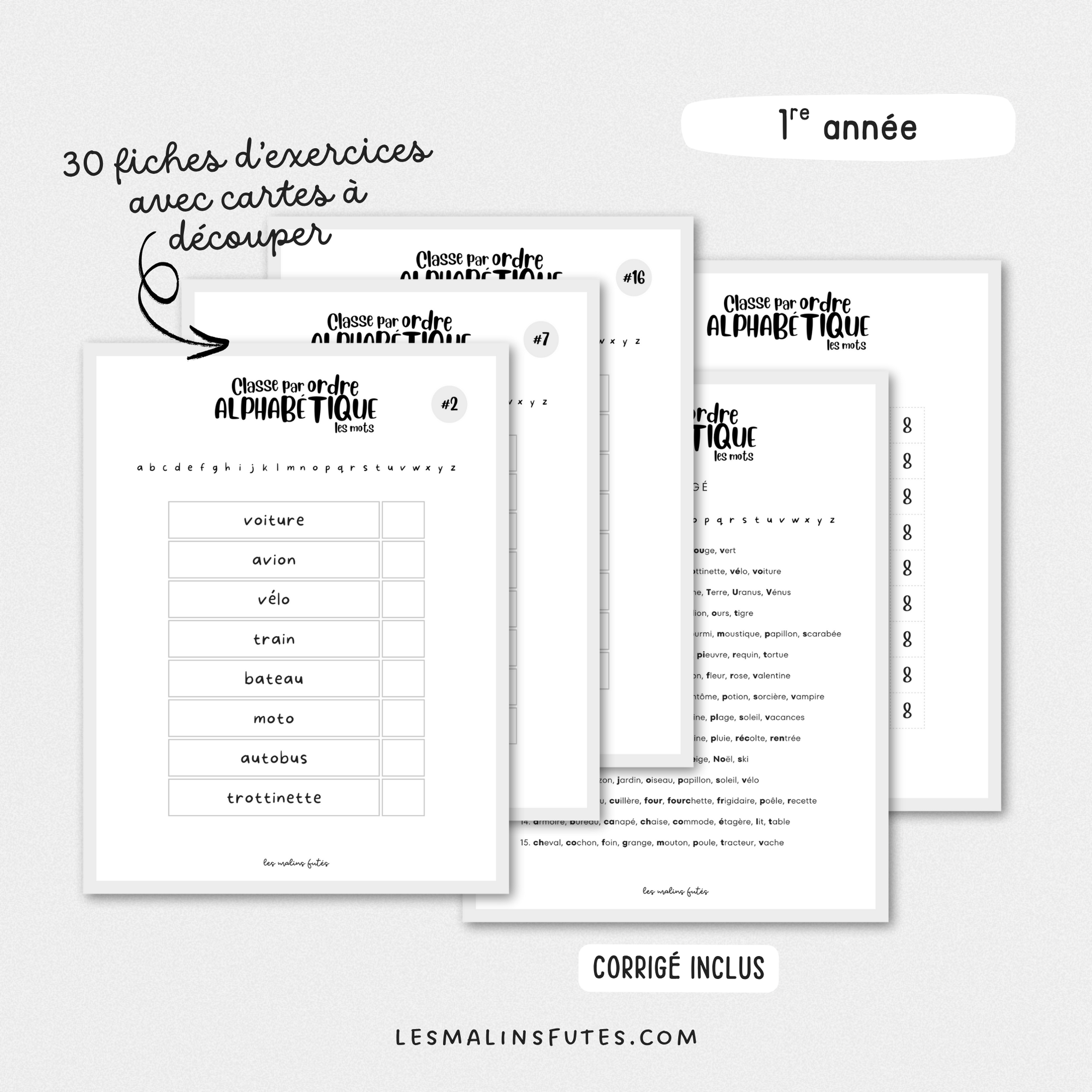 Classer par ordre alphabétique les mots - Les Malins Futés