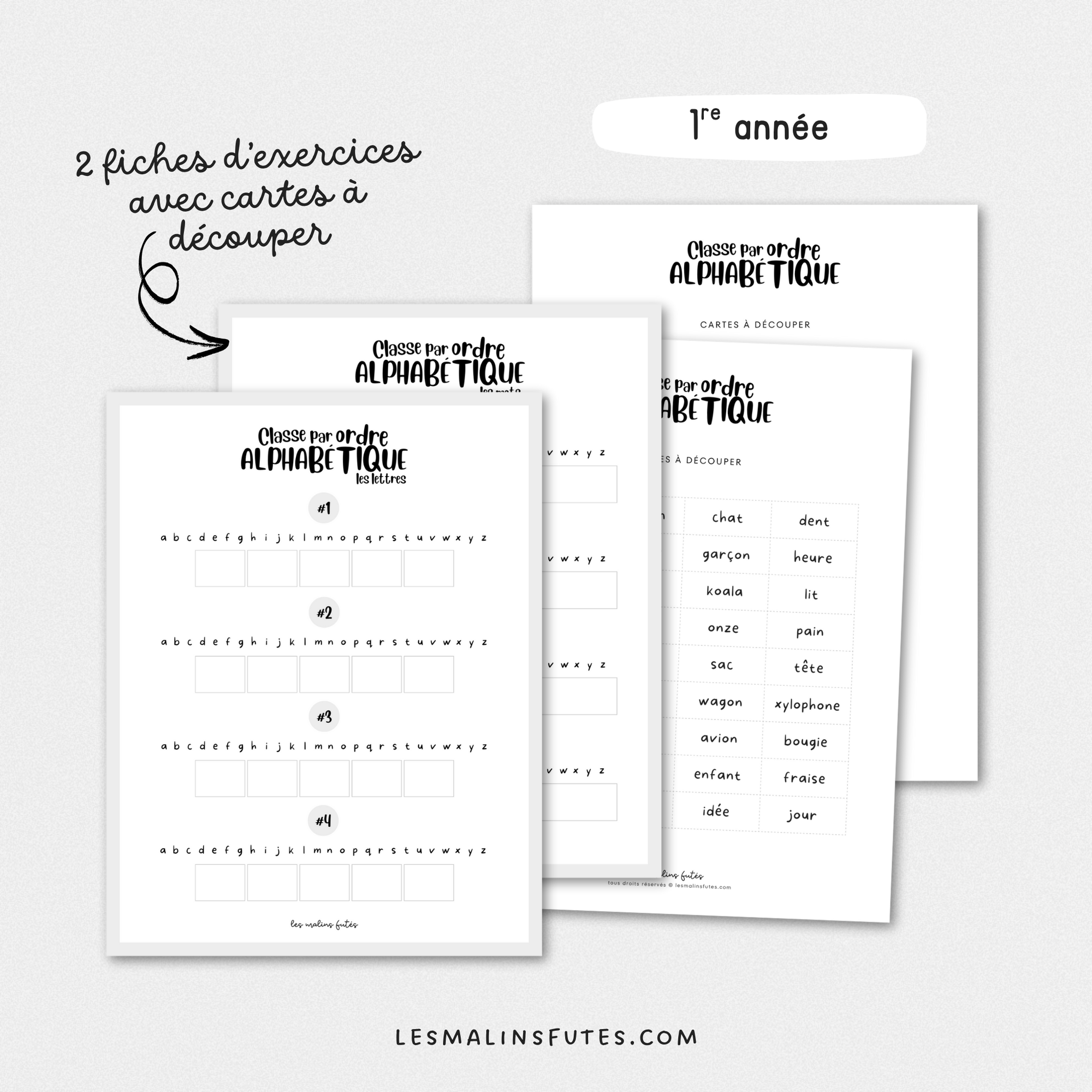 Classer par ordre alphabétique les lettres et les mots - Les Malins Futés